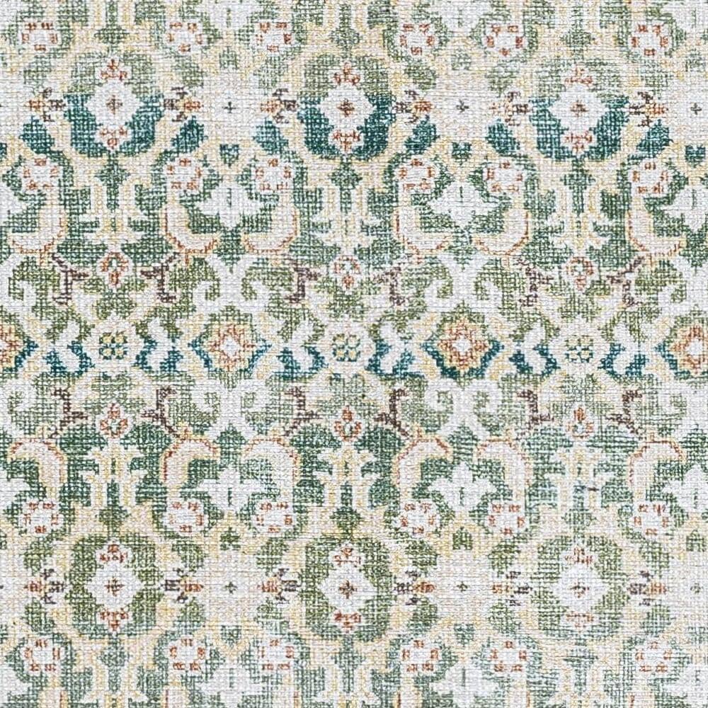 Rainier Green and Gray Washable Synthetic Area Rug, 3'3" x 4'11"
