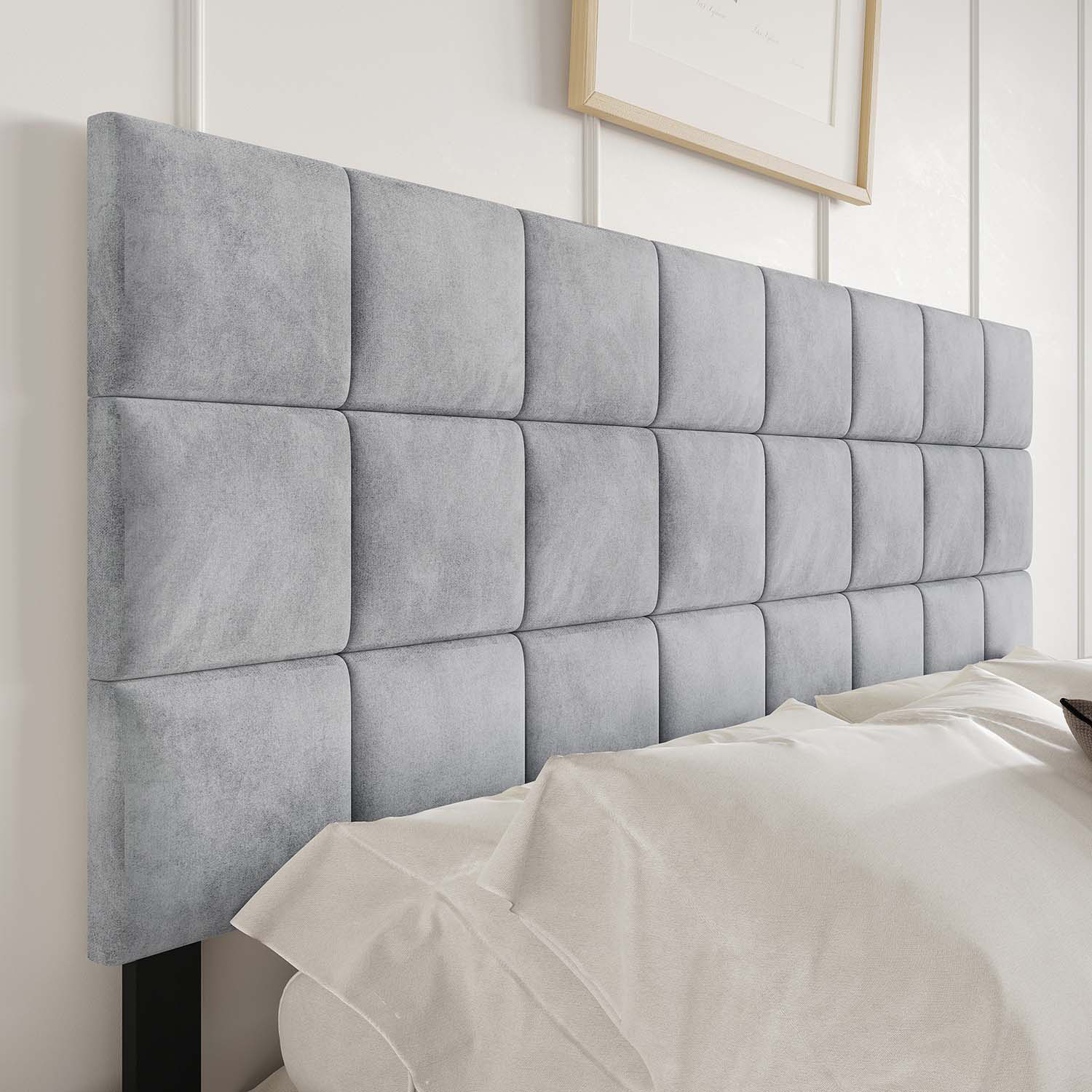 ChaletPosh C8548QUHB-SGY-VV Silver Grey Queen Velvet Upholstered Headboard