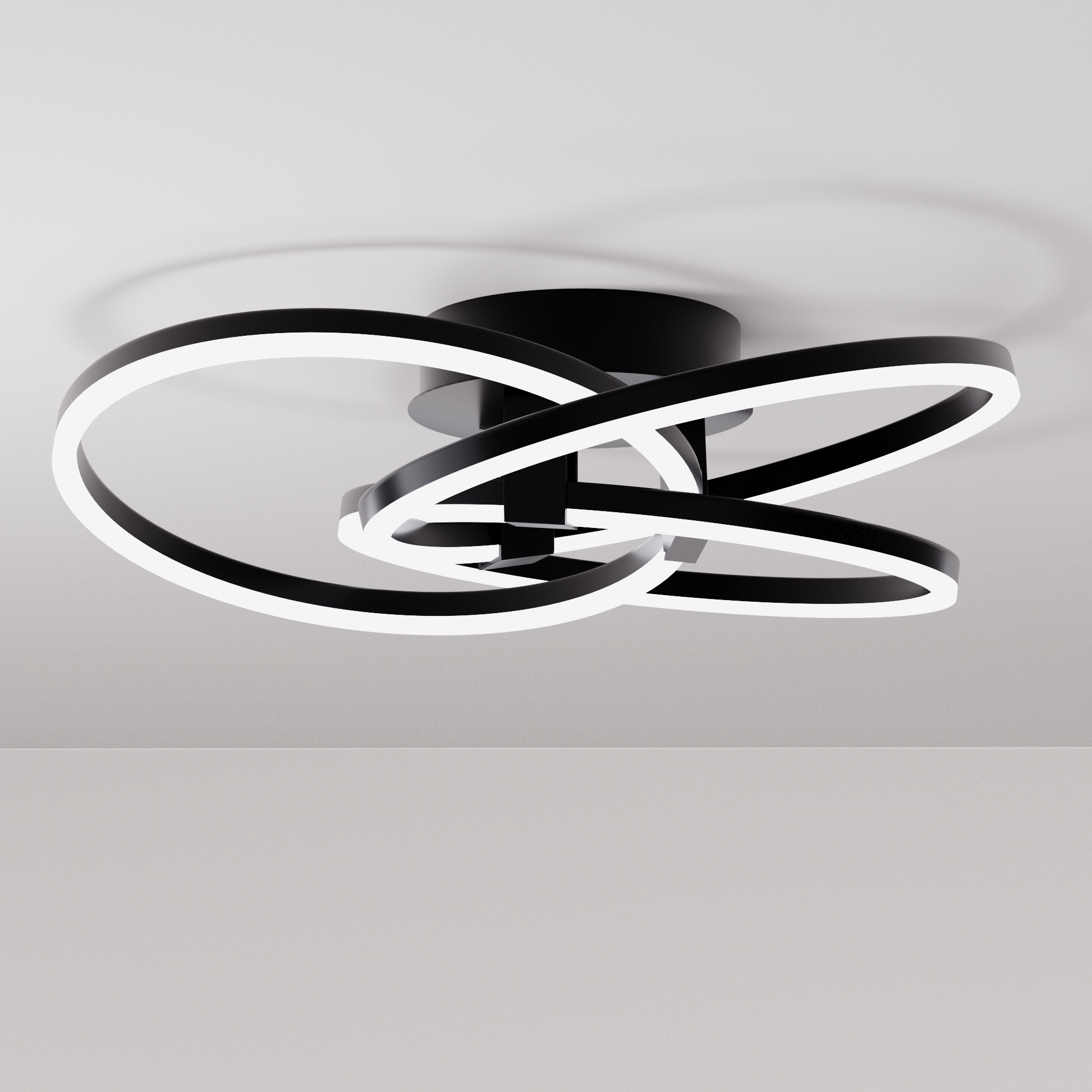 Maxax Alliber 24.41-in Black Indoor 1 -Light Flush Mount Light