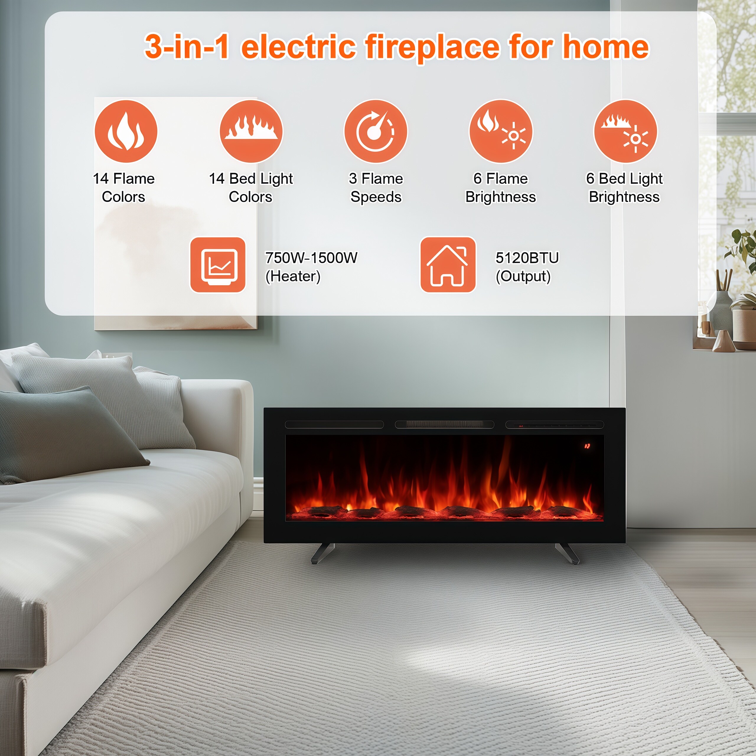 EASE-WAY LW05EF48W Electric-Fireplaces - View #3