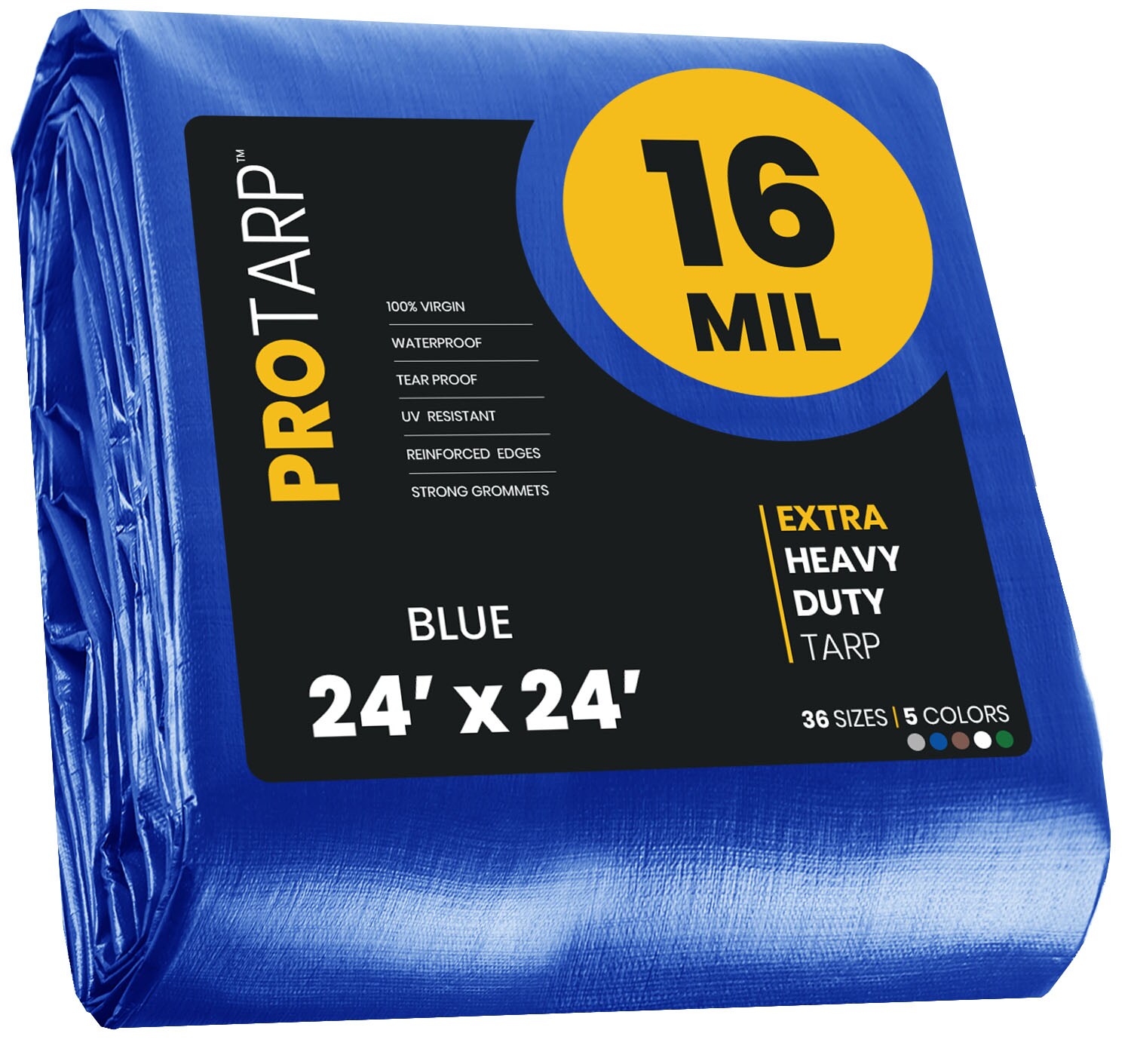 PROTARP PT-105-24X24 24-ft x 24-ft Blue Waterproof Commercial Polyethylene 16-Mils Tarp