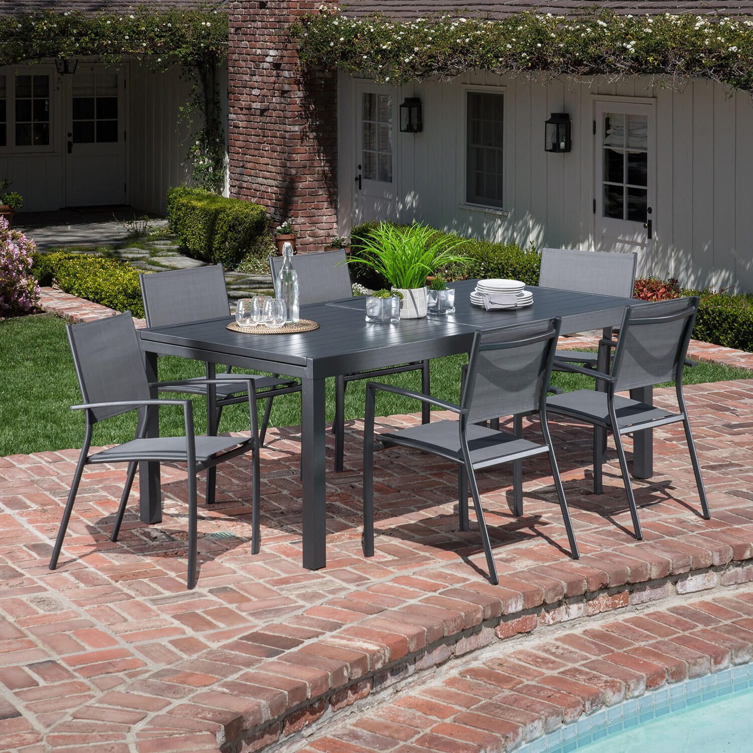 Naples 7 piece outlet steel patio set