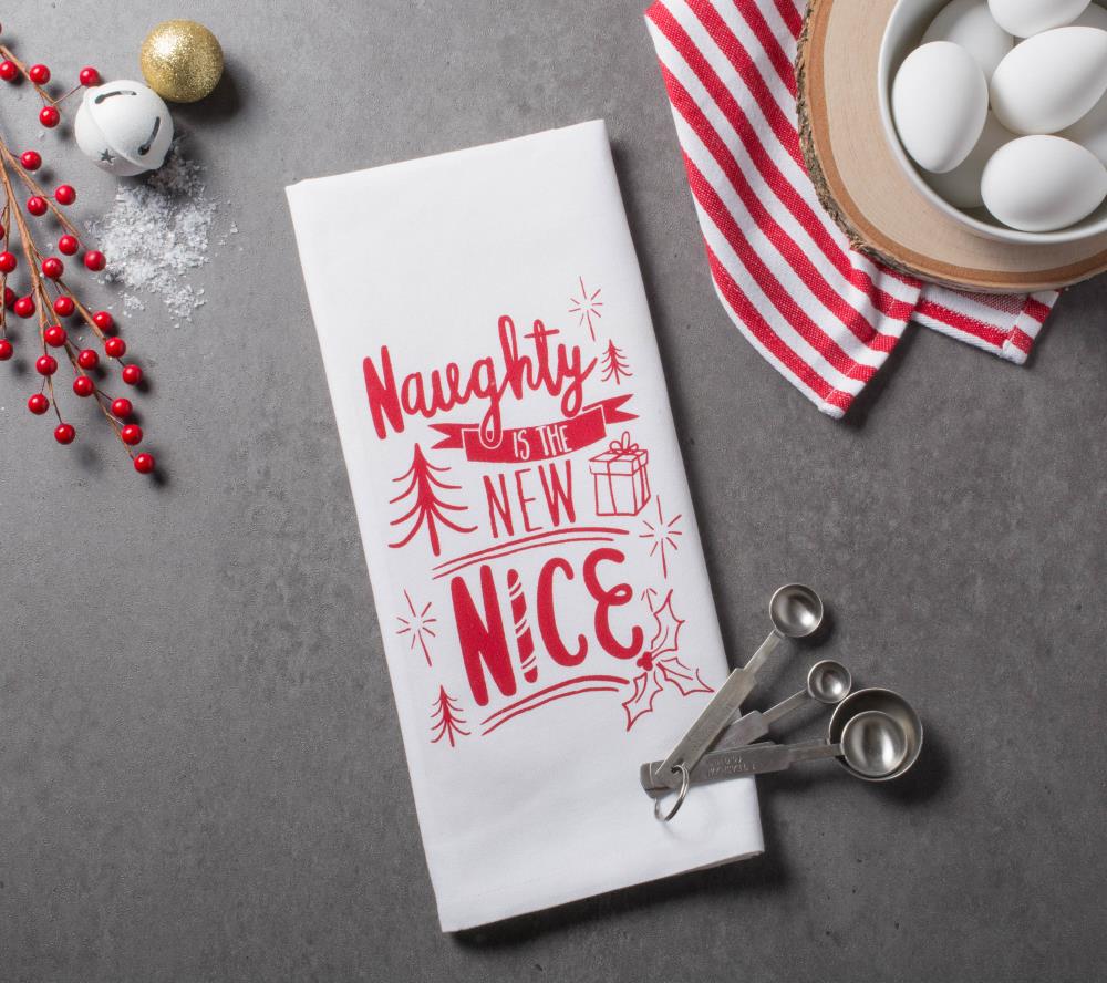 DII Asst Naughty Nice Holiday Printed Dishtowel Set/2