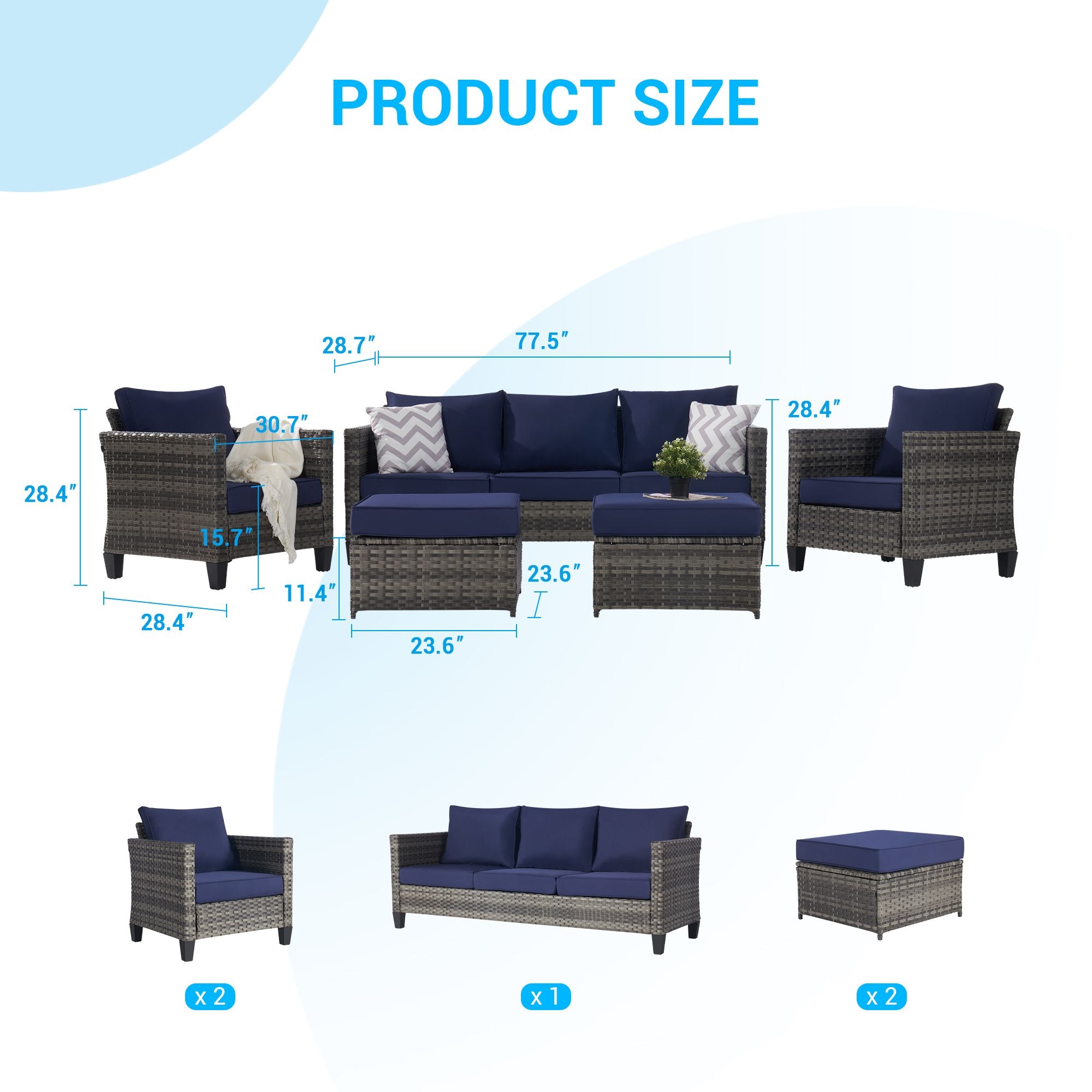 SANSTAR LRS-WS81BU Patio-Conversation-Sets - View #2