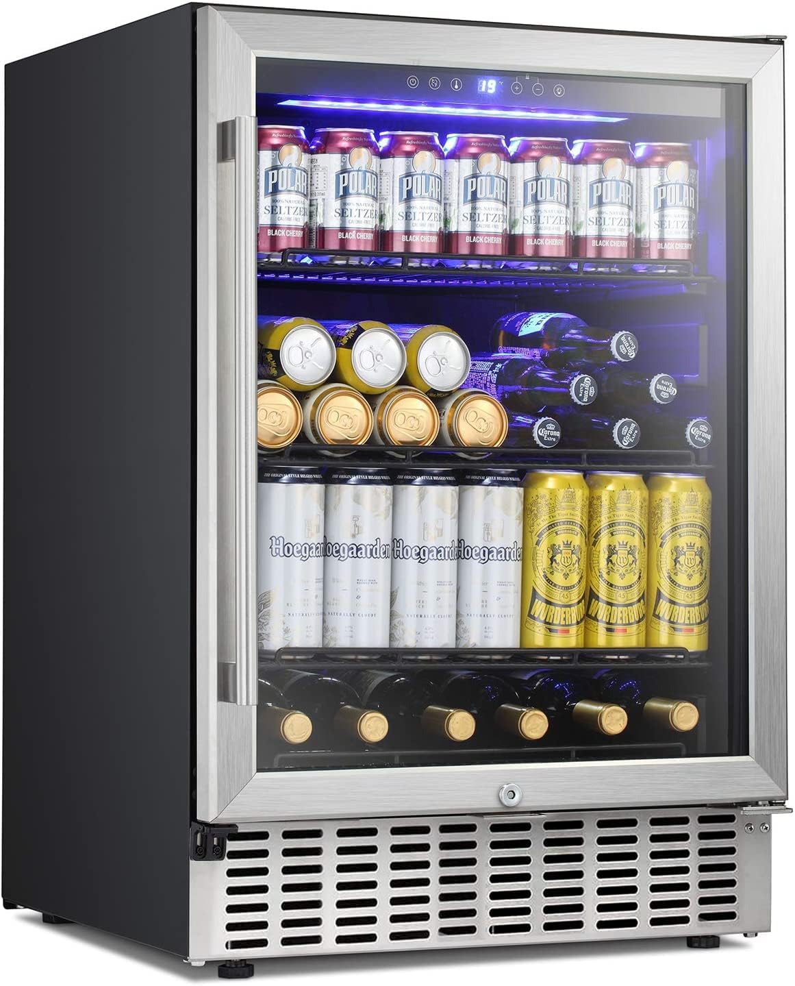 COWSAR LS51WC034C 23.43-Inches W 46 -Bottles Silver Built-in/Freestanding Indoor Wine Cooler