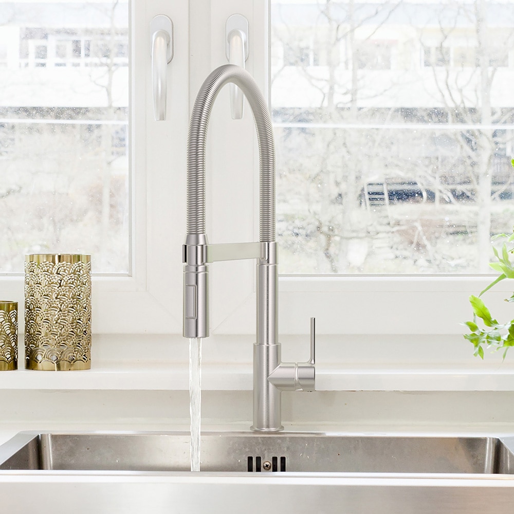 Origin 21 Cayson Stainless Single Handle Pull-down Kitchen Faucet with Deck  Plate