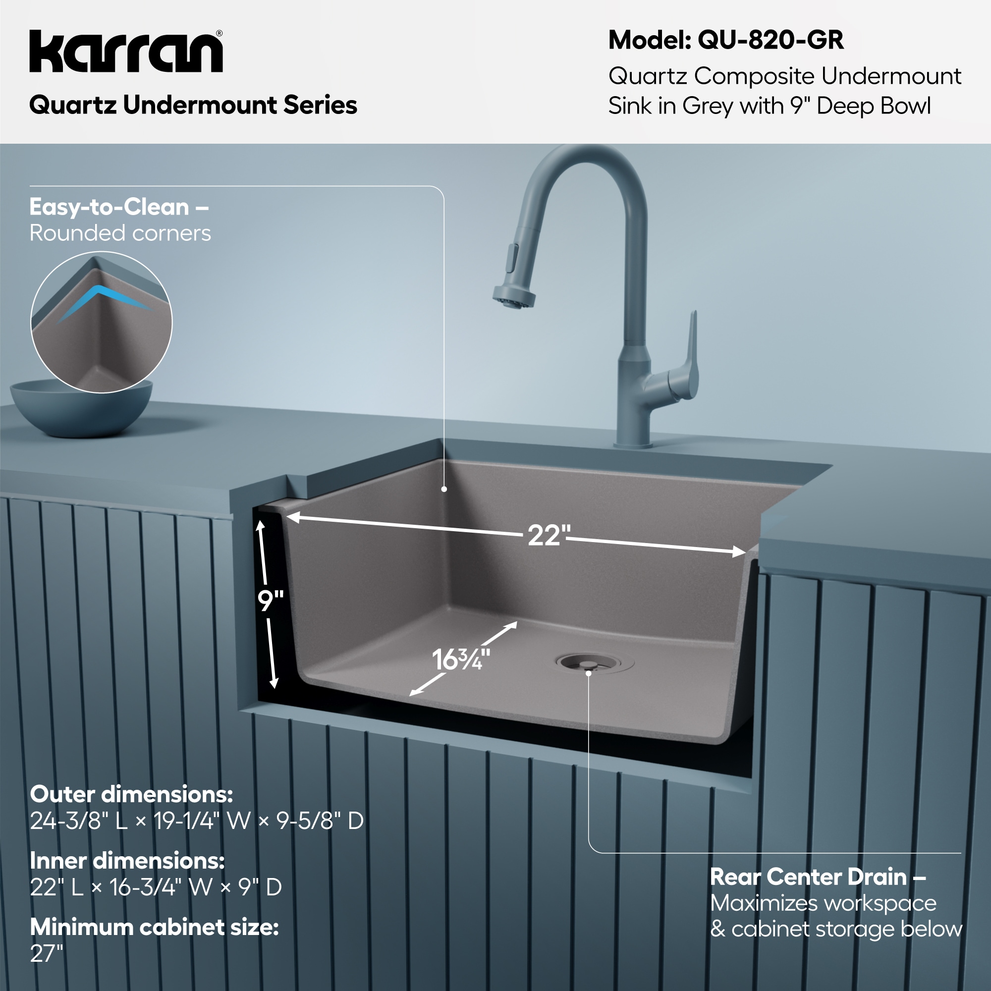 Karran QU-820-GR Kitchen-Sinks - View #7