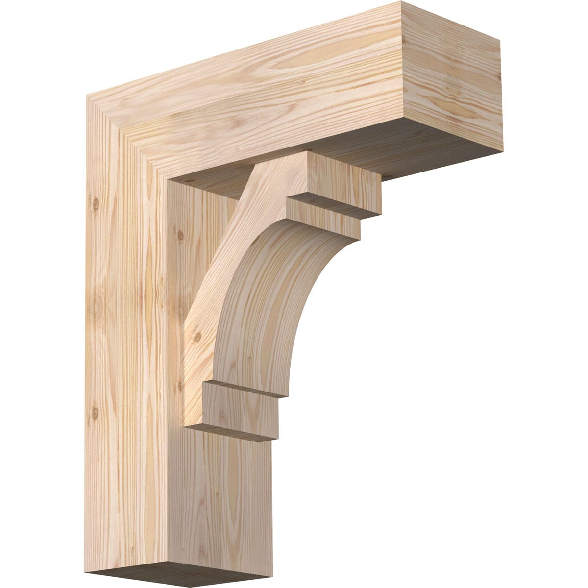 Ekena Millwork 1463367 Merced block smooth bracket with offset brace 7-1/2-in x 20-in x 24-in Douglas fir Brown Wood Standard bracket