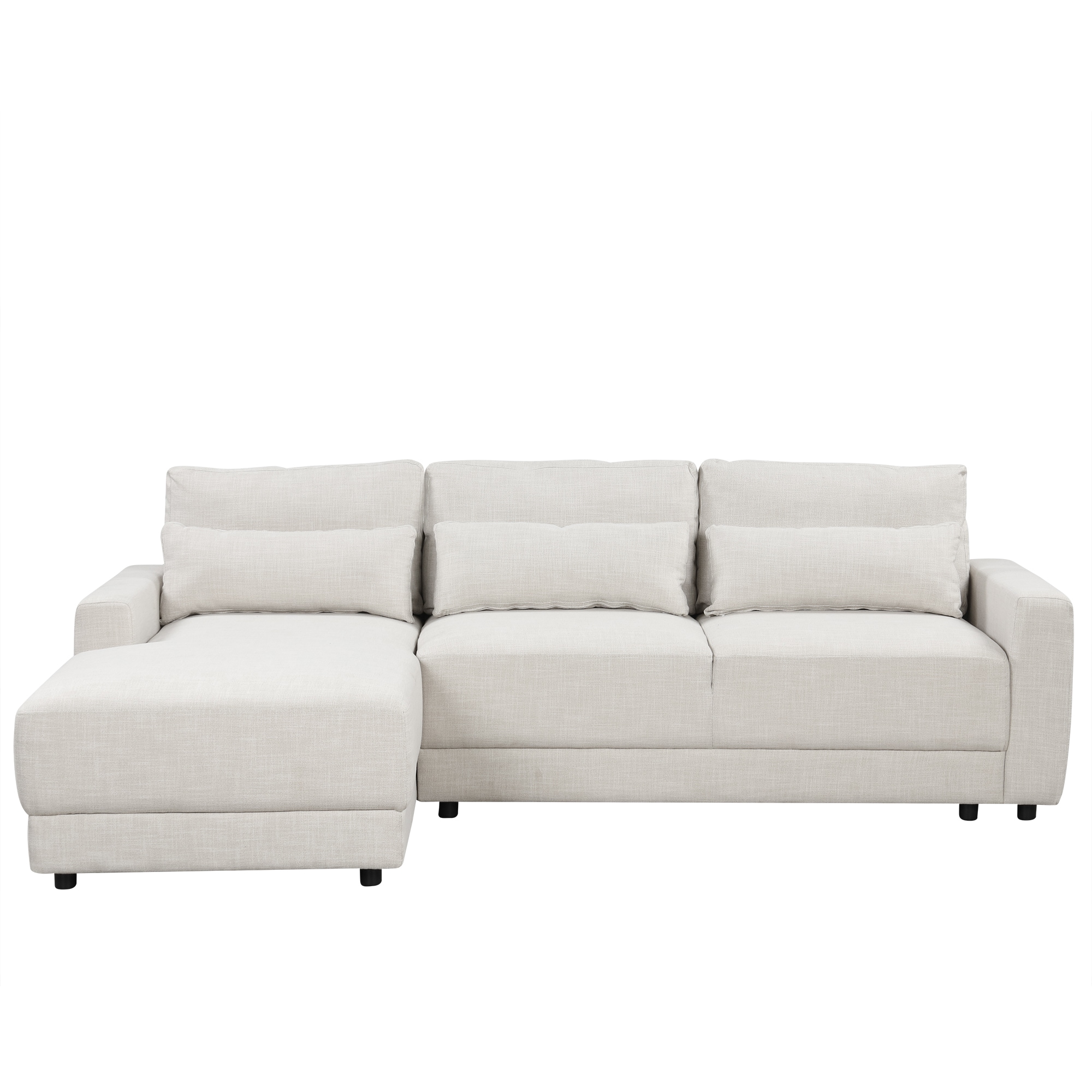 SINOFURN SYA020284BG 92.9-Inches Modern Beige Linen 3 -seater Reclining Sectional