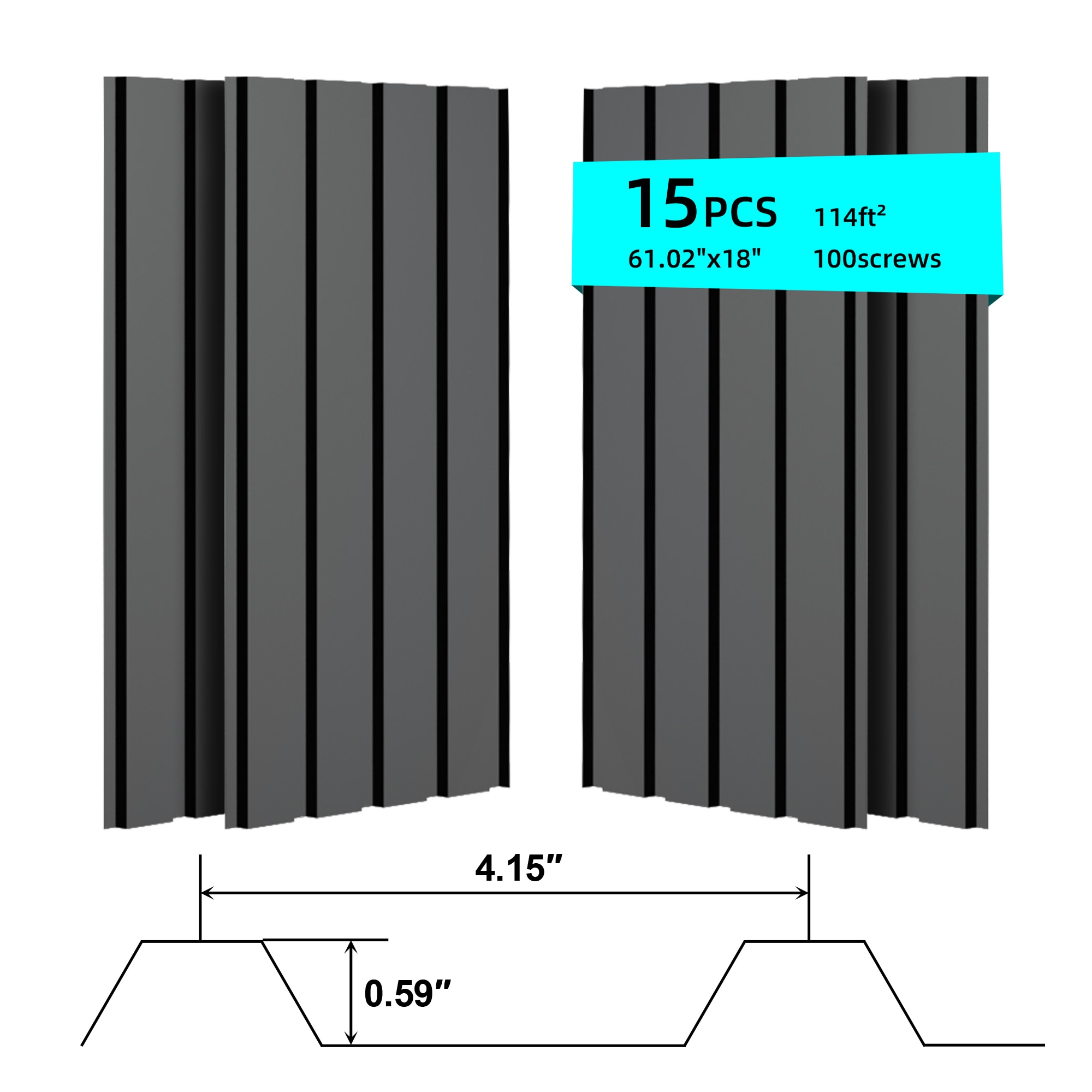 Mondawe 1.5-ft x 5-ft Corrugated Galvanized Steel Roof Panel 15-Pack in ...