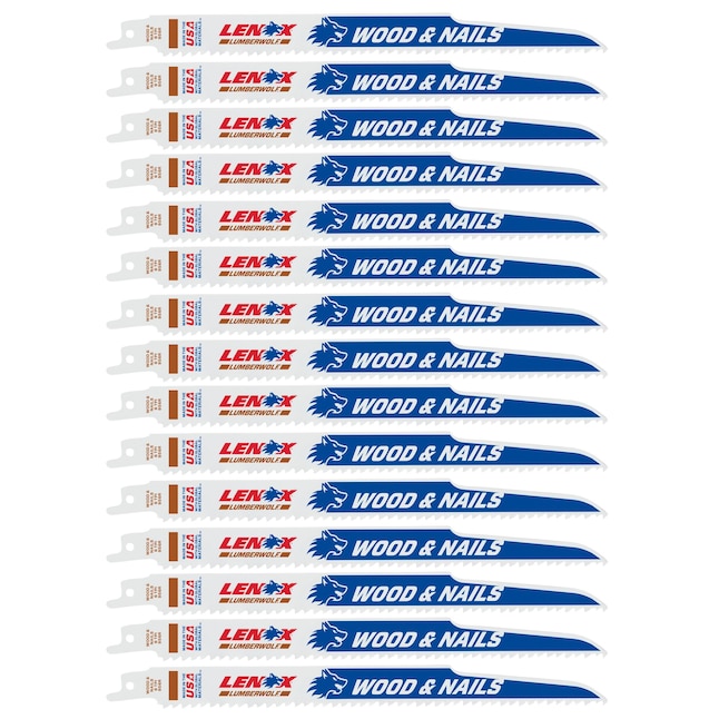 LENOX Power Blast Power Blast 15-Pack 9-in 6-TPI Wood/Nail Embedded Cutting Reciprocating Saw Blade LENOX Power Blast Power Blast 15-Pack 9-in 6-TPI Wood/Nail Embedded Cutting Reciprocating Saw Blade