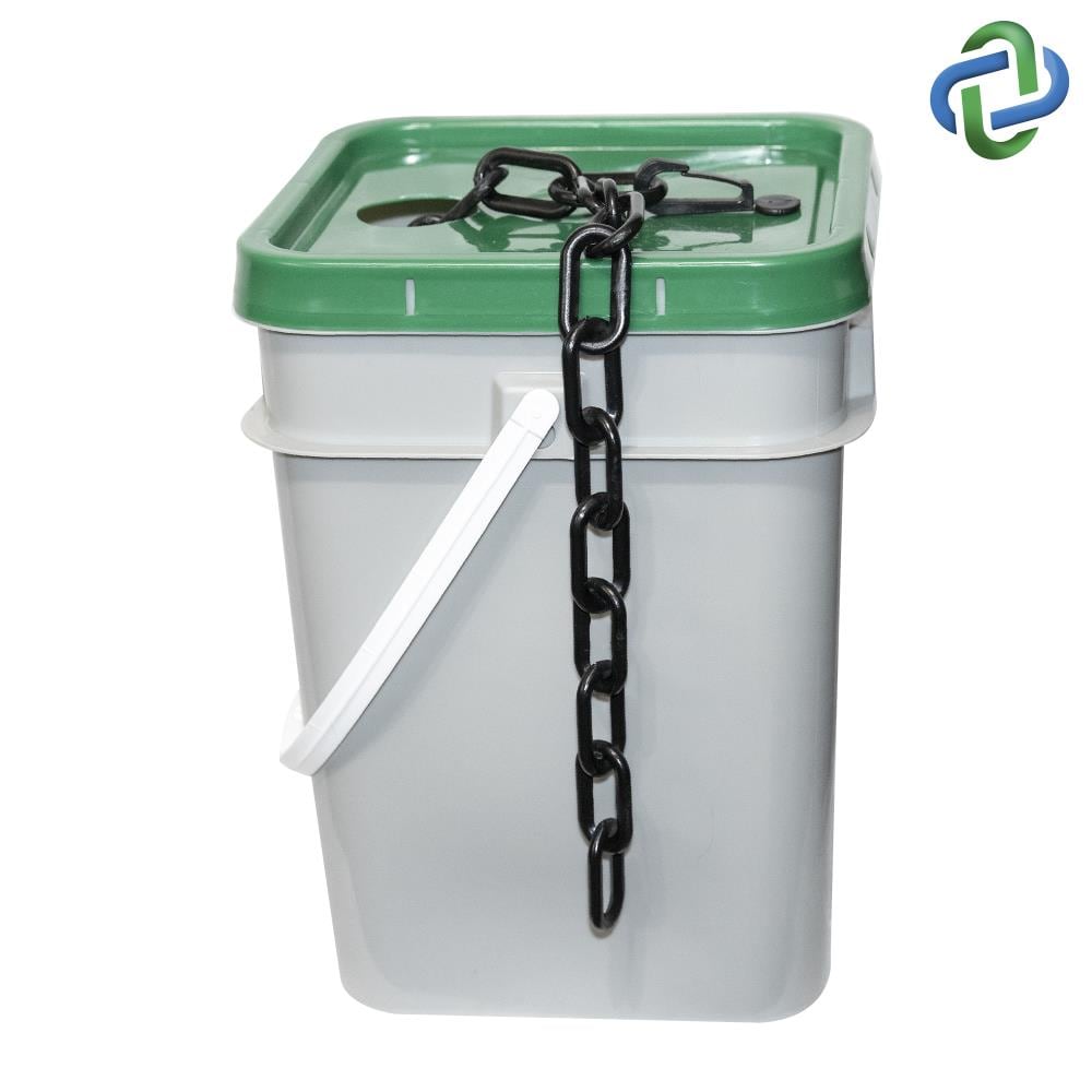 Mr. Chain 50003-P 2 in (#8, 51Mm) X 160 Ft Black Plastic Barrier Chain In A Pail