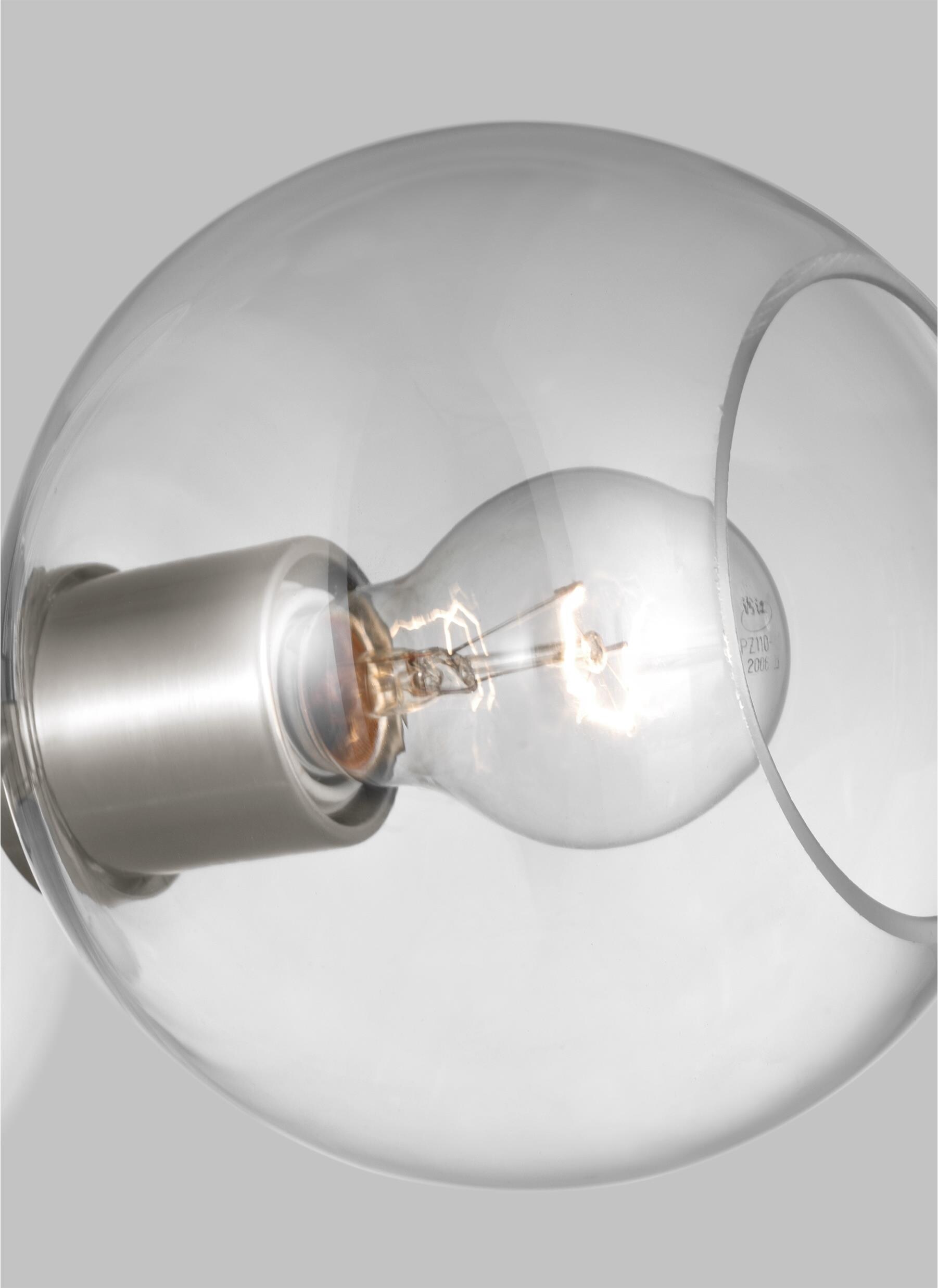 Elysian Brushed Nickel 3-Light Globe Pendant with Clear Glass