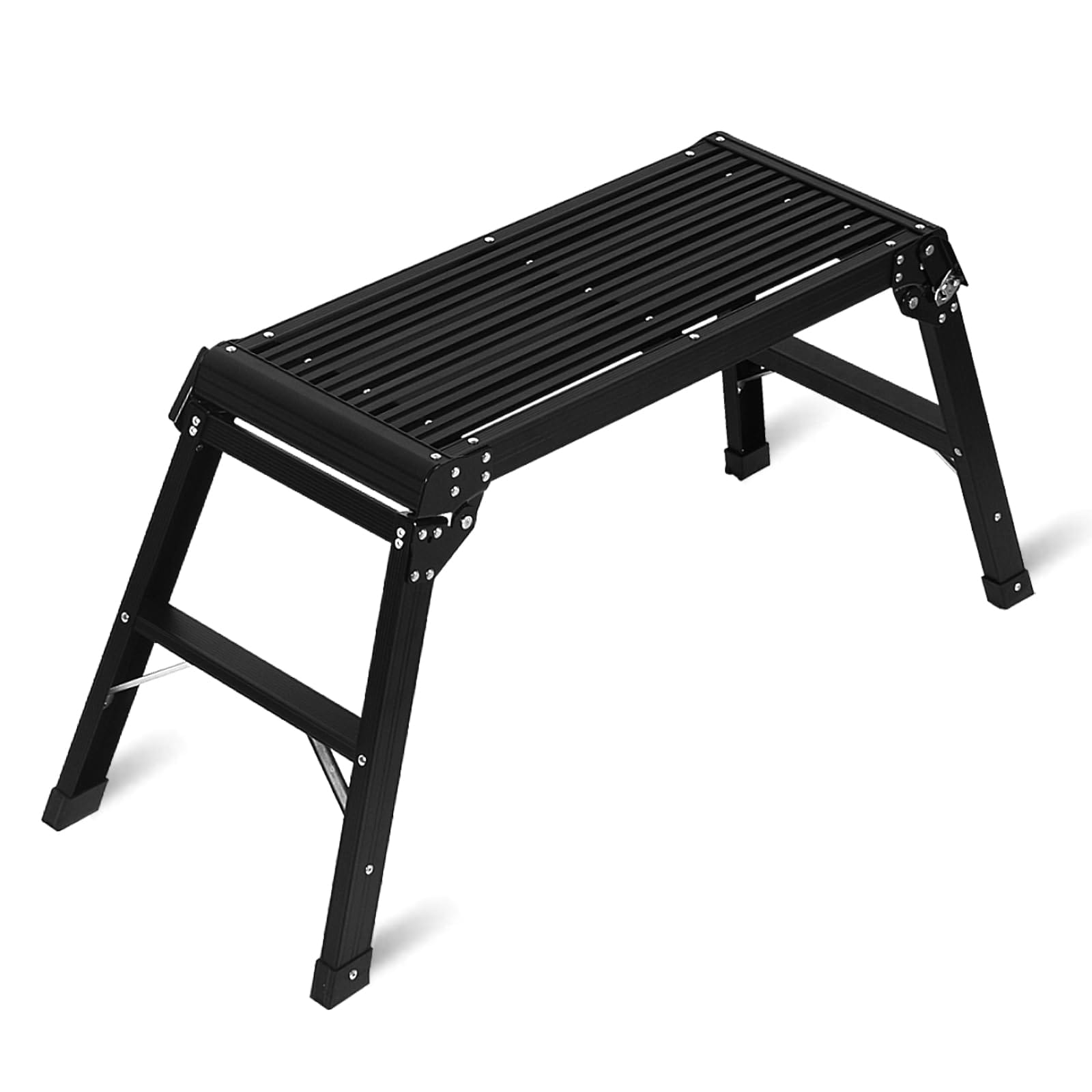 SenQWFa  Aluminum Work Platform Step Ladder Black 330 Pounds Load Capacity Foldable Design for Compact Storage durable home and garden accessory