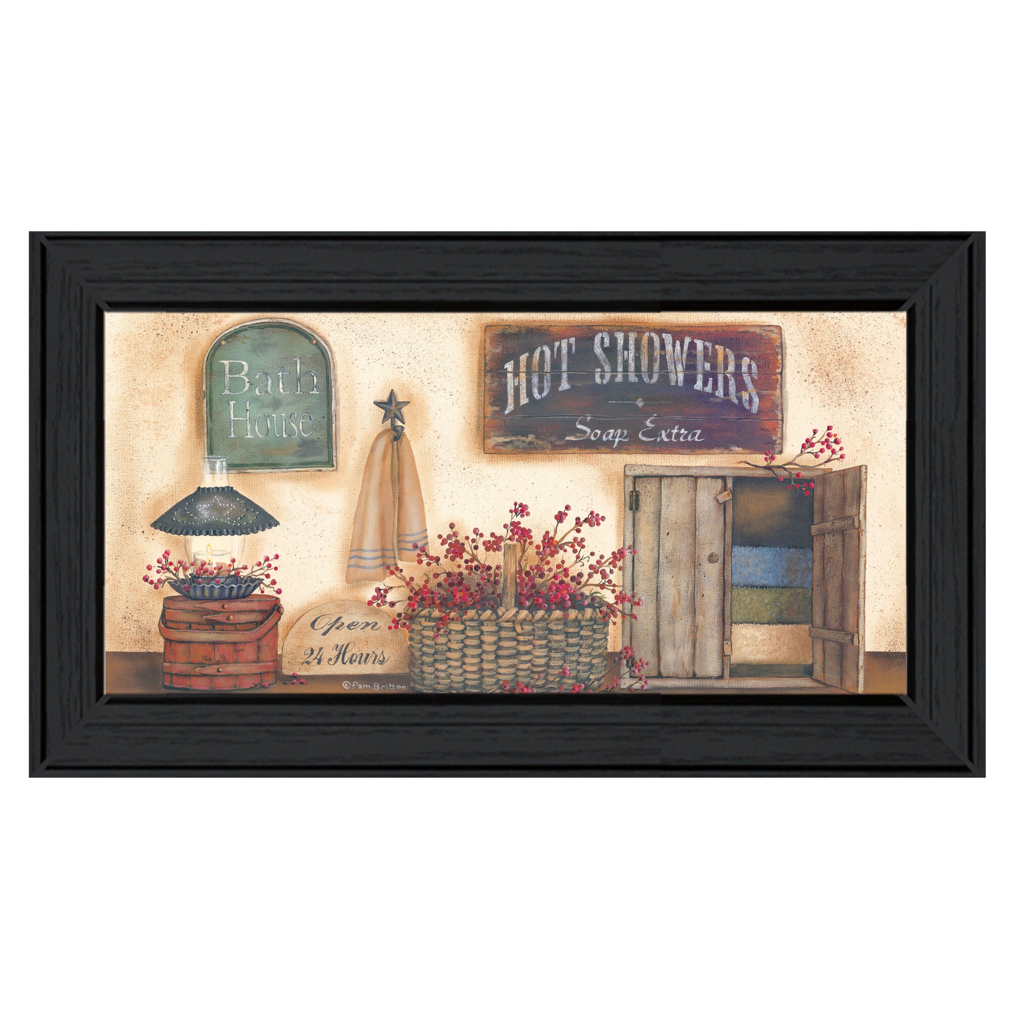 Trendy Decor 4U Bath House Pam Britton Black Wood Framed 12-in H x 21 ...