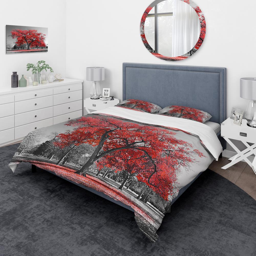 Designart BED15426-K 3 -Piece Red King Duvet cover Set