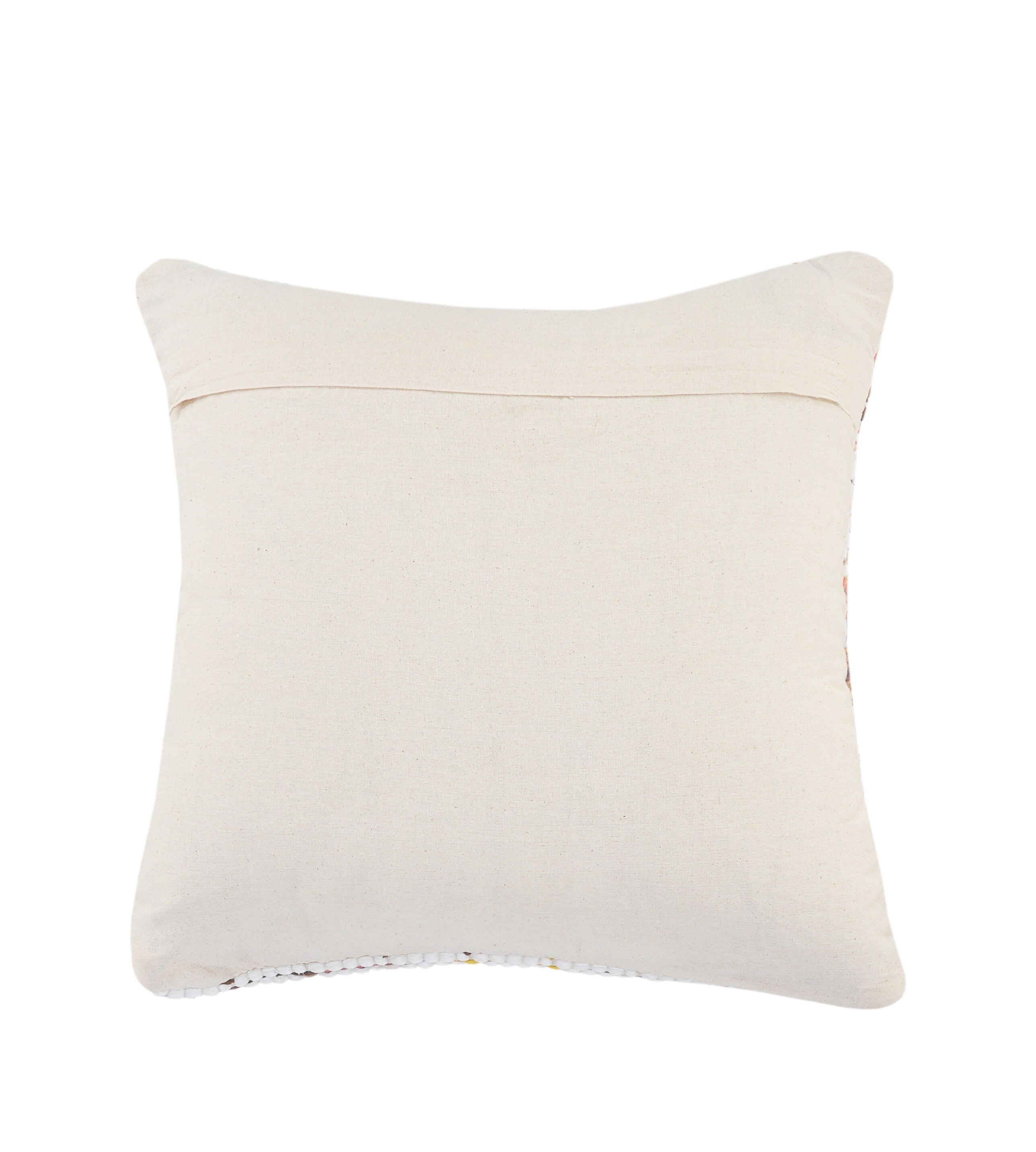 White and Multicolored Chevron Cotton Chindi Throw Pillow 20" x 20"