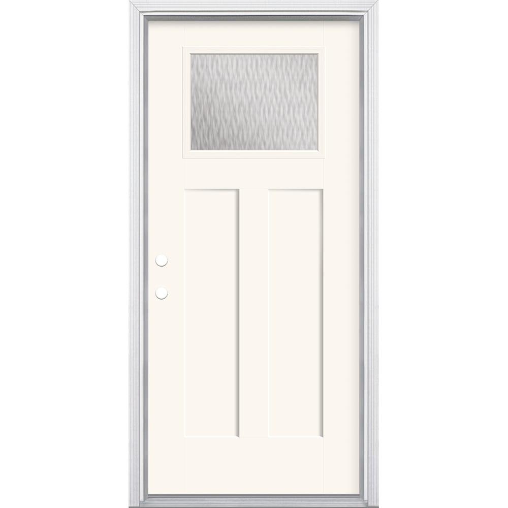 Masonite 627864 36-in x 80-in x 4-9/16-in Fiberglass Craftsman Right-hand inswing Modern White Painted Prehung Front Door with Brickmould Insulating core