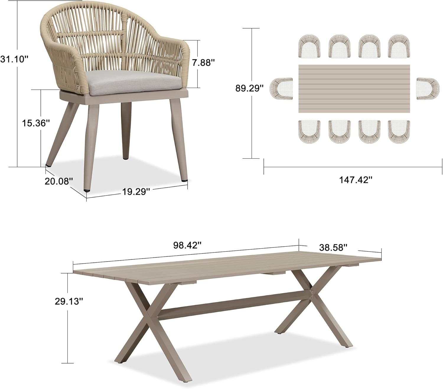 PURPLE LEAF LS03-VT11-250-CP Patio-Dining-Sets - View #8
