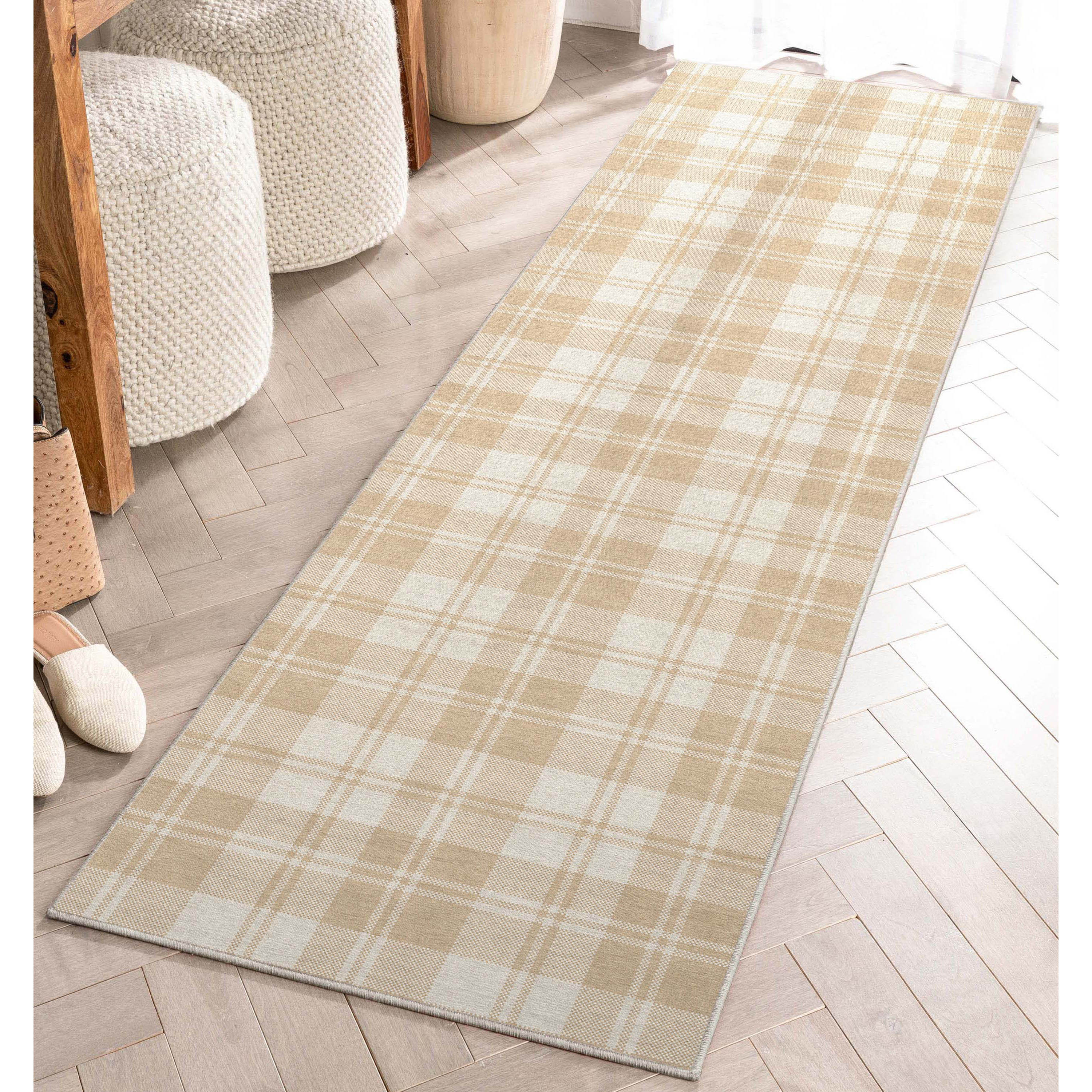 Well Woven W-PLD-01F-2 Apollo 2 x 8 (ft) Flatweave Polyester Beige Brown Rectangular Indoor Geometric Mid-Century Modern Runner rug