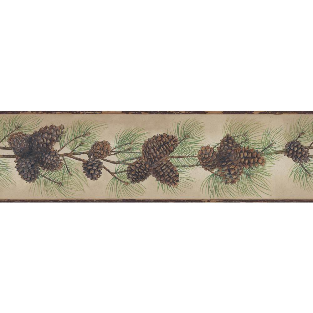 York Wallcoverings BG1670BD 6-in Brown/Green Prepasted Wallpaper Border
