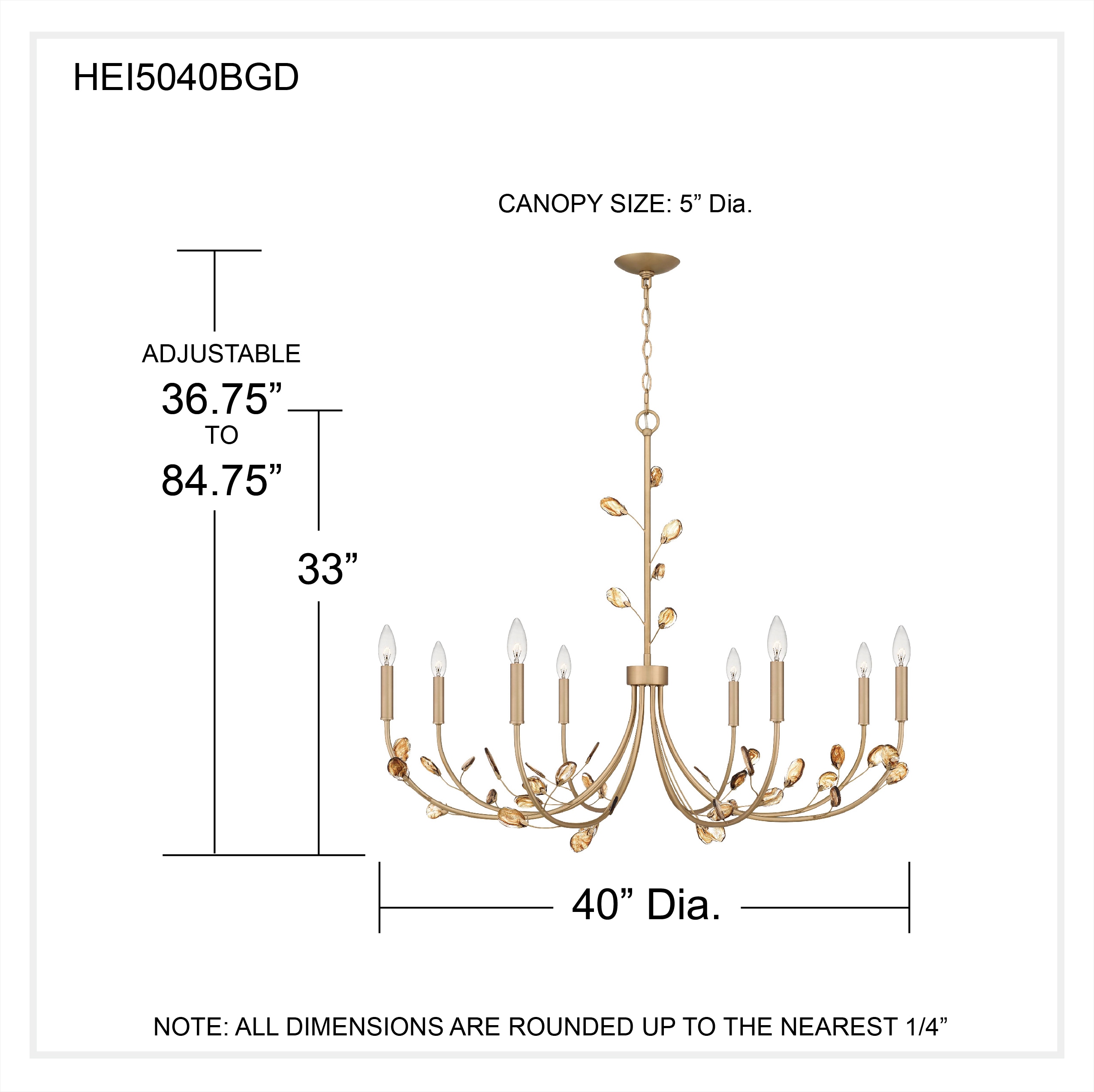 Heiress Bronze Gold 8-Light Candle Style Chandelier
