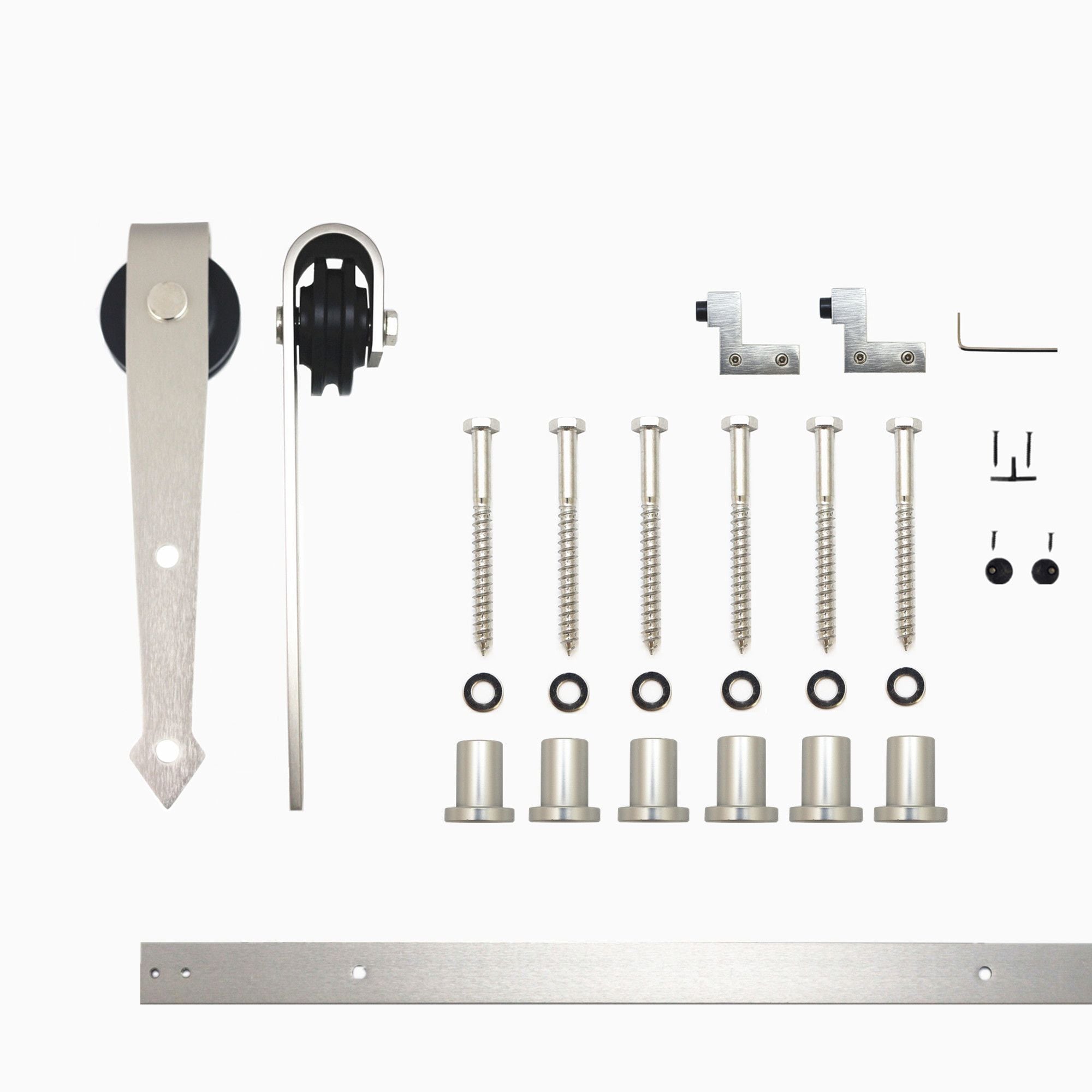 HOMACER 96-in Brushed Nickel Indoor I-strap Single Barn Door Hardware Kit ZT1DNZ096C Sansujyuku sansujyuku.com