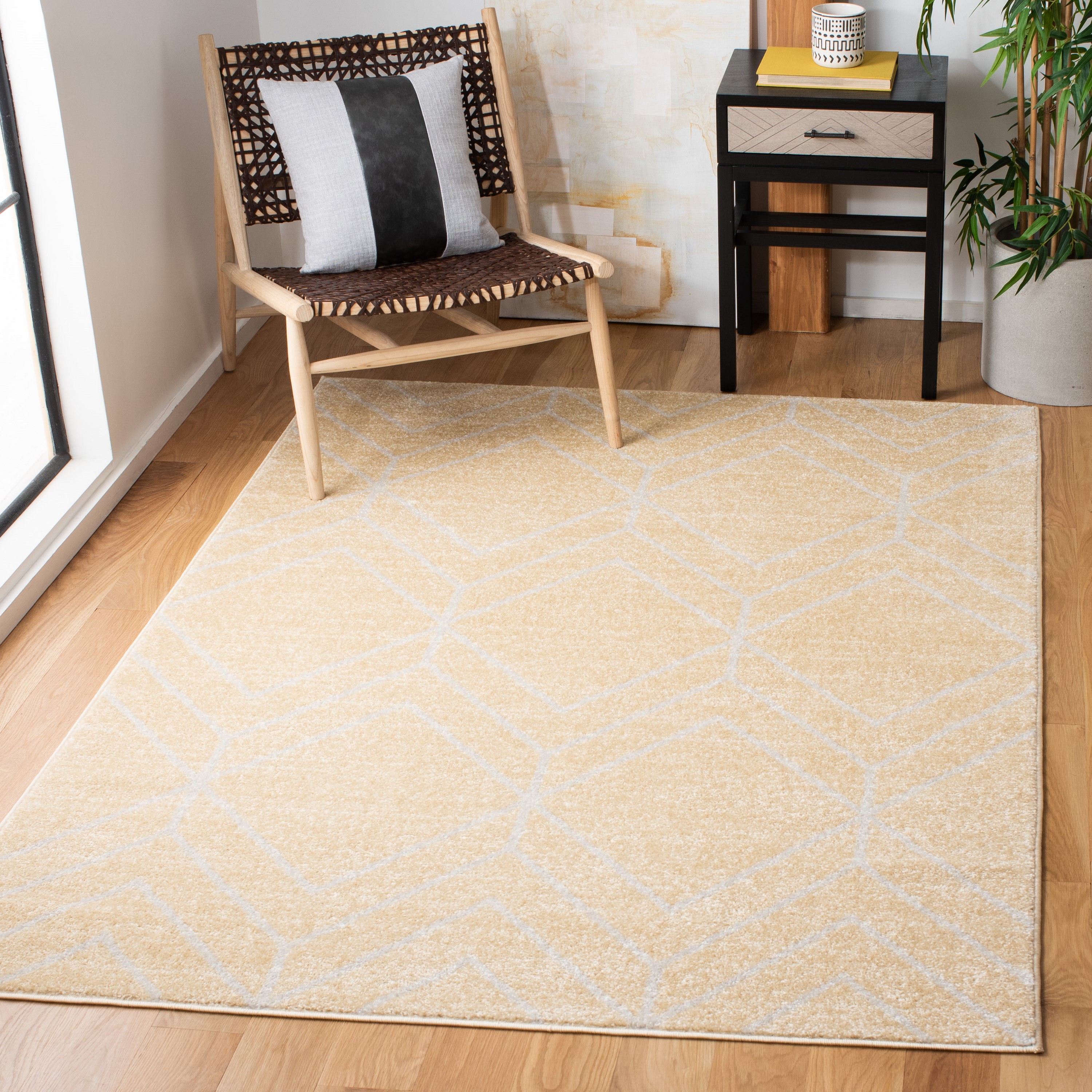 Safavieh ADR241D-8 Adirondack 8 x 10 (ft) Loomed Polypropylene Gold/Light Gray Rectangular Indoor Geometric Bohemian/Eclectic Area rug
