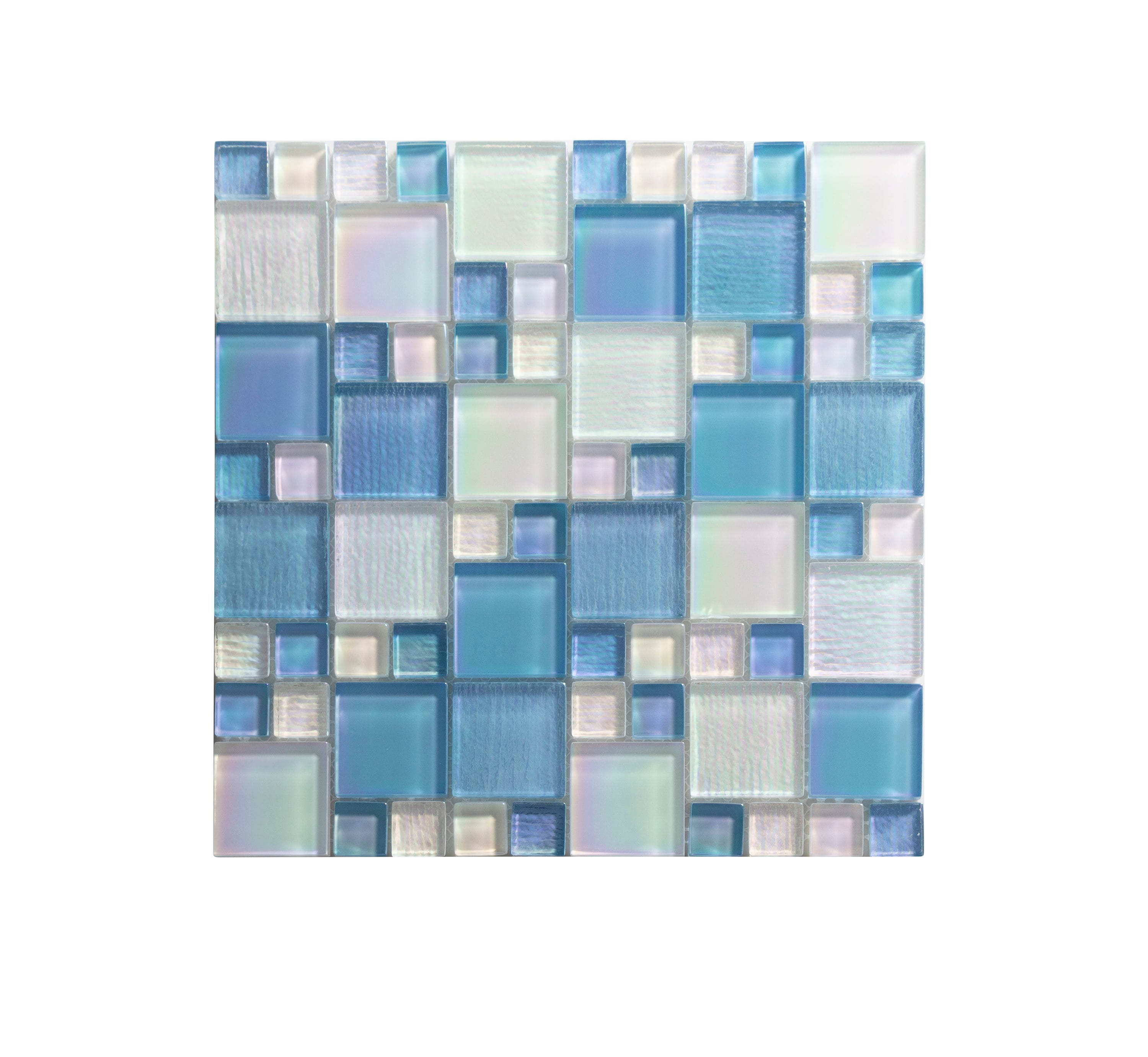 WS Tiles WST-RF74-SAMPLE Sample- Sample Alaskan Blue 3-in x 3-in Iridescent Glass Wall Tile
