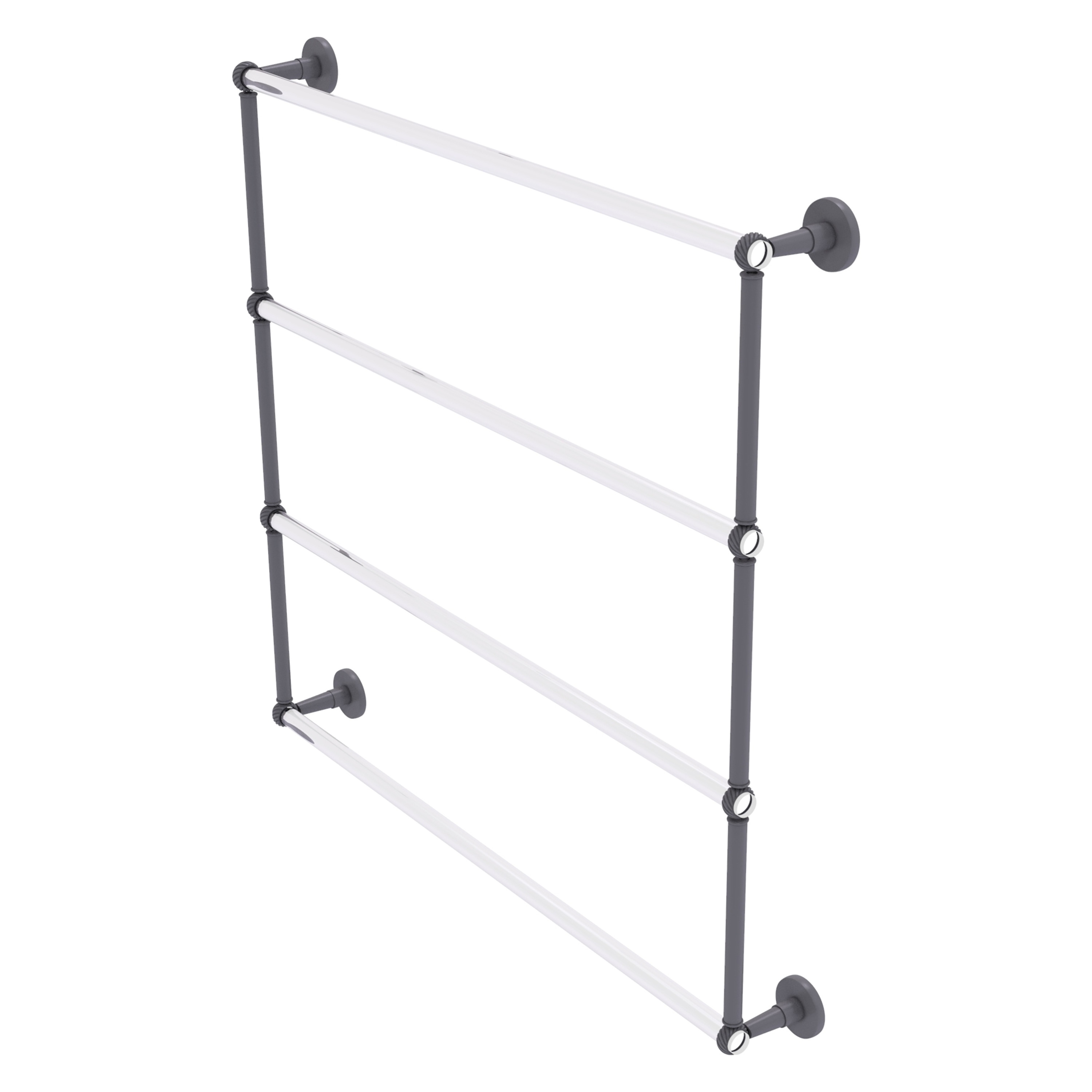 Allied Brass CV-28T-36-GYM Clearview 36-in double Matte Gray Wall mount 4-tier Towel Bar
