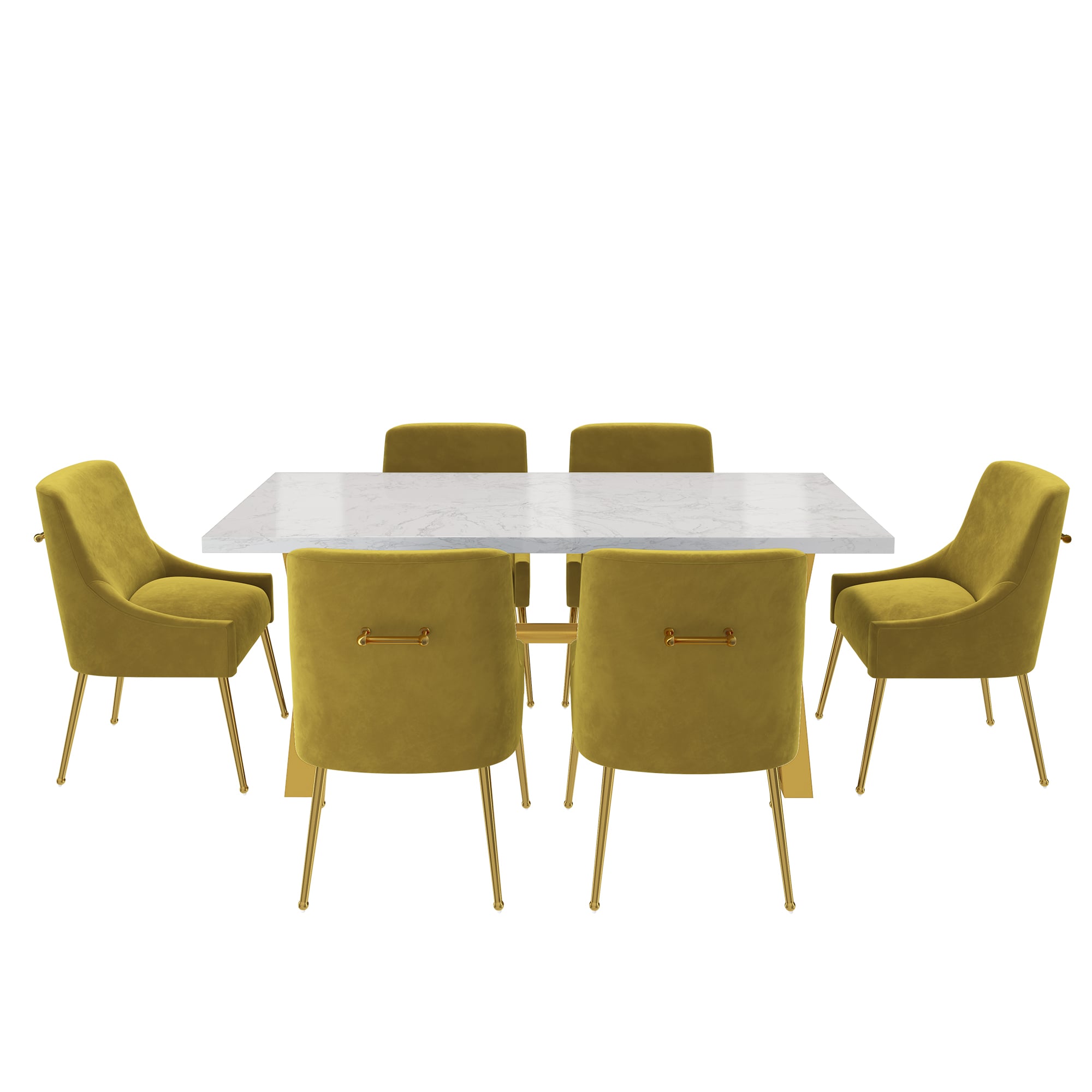 Clihome CL-DLS700GREEN Green Chair/White Table Contemporary/Modern Dining Room Set with Rectangular Table ( Seats 6 )