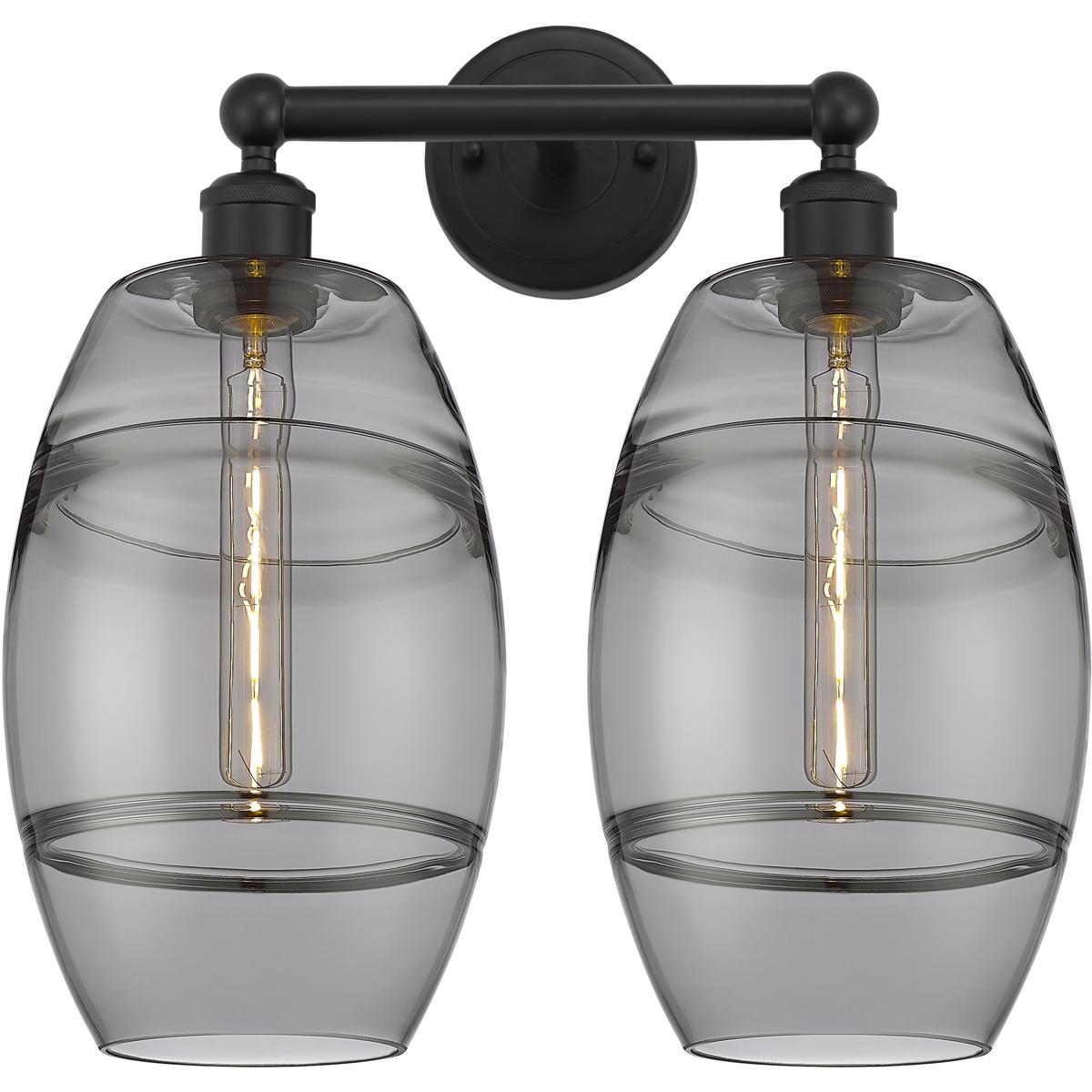 Innovations Lighting -  616-2W-BK-G557-8SM Edison Vaz Bathroom Vanity Light Matte Black