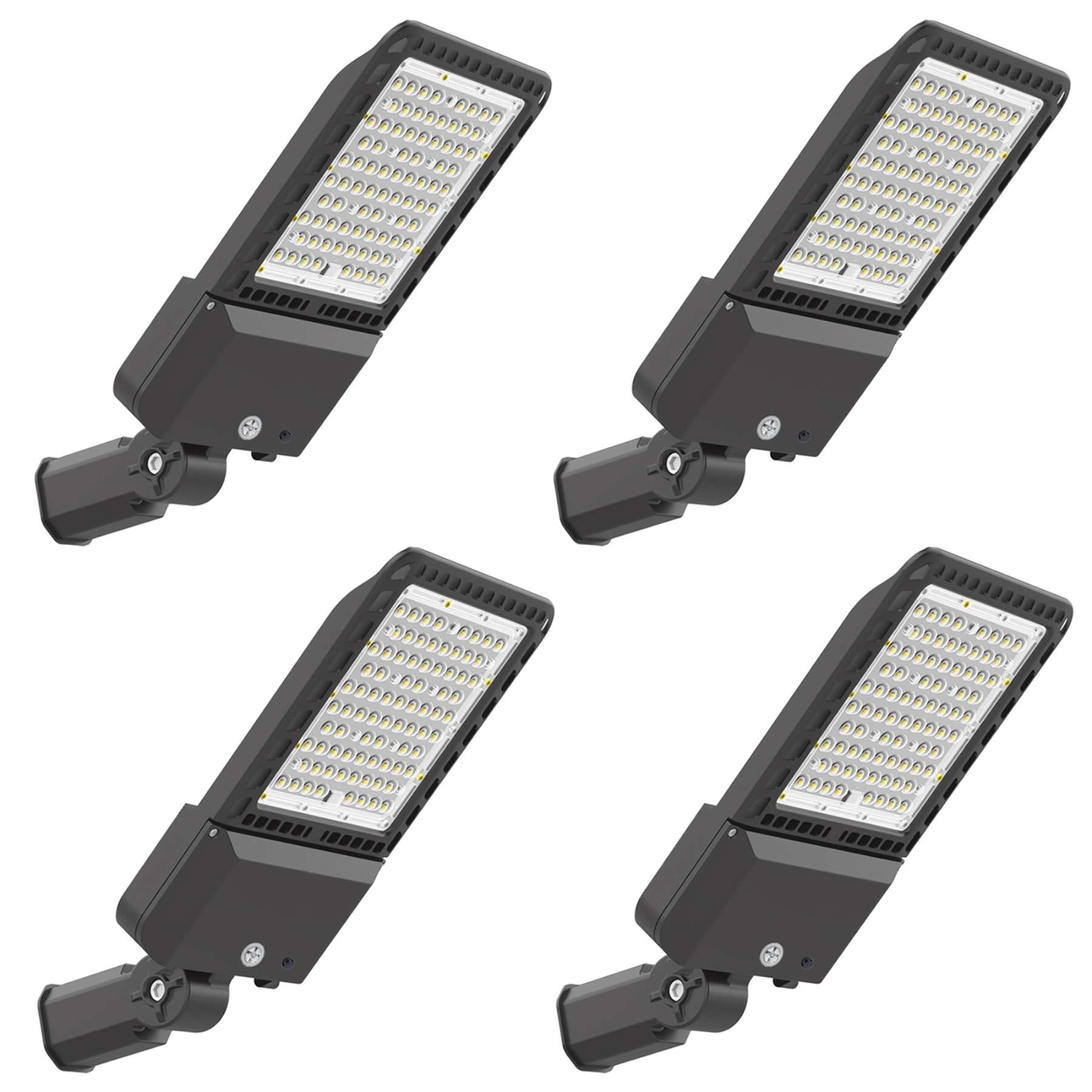 Bieuoram 4 Pack 300W 39000 Lumen Integrated LED Bronze Weather Resistant Parking Lot Area Light 5000K White Color Slip Fitter