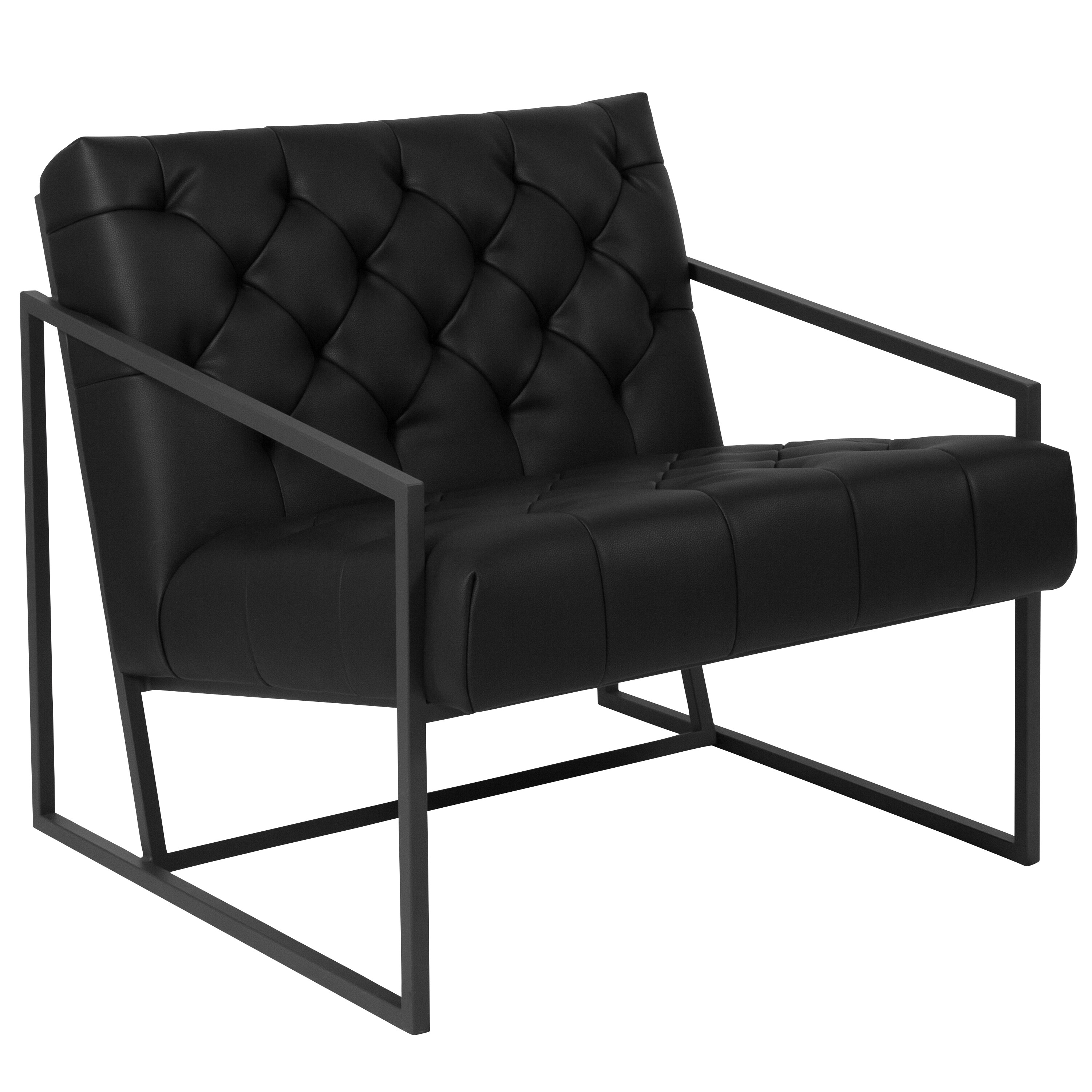 Flash Furniture 889142221104 HERCULES Madison Modern Black Faux leather Accent Chair