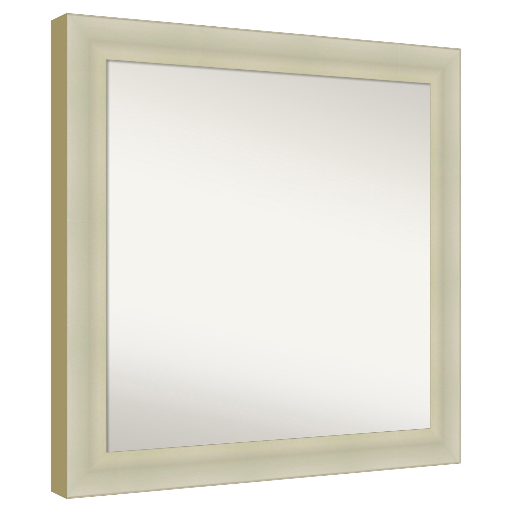 Amanti Art  Non-Beveled Mirror Oliver Warm Silver Framed Wood Bathroom Wall Mirror 31.25 x 31.25 in.
