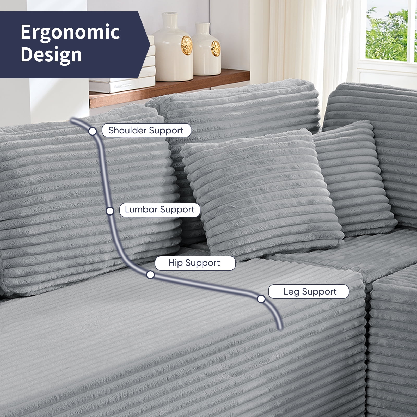 Mjkone LW11321-LIGHTGREY Sofas-Loveseats - View #3
