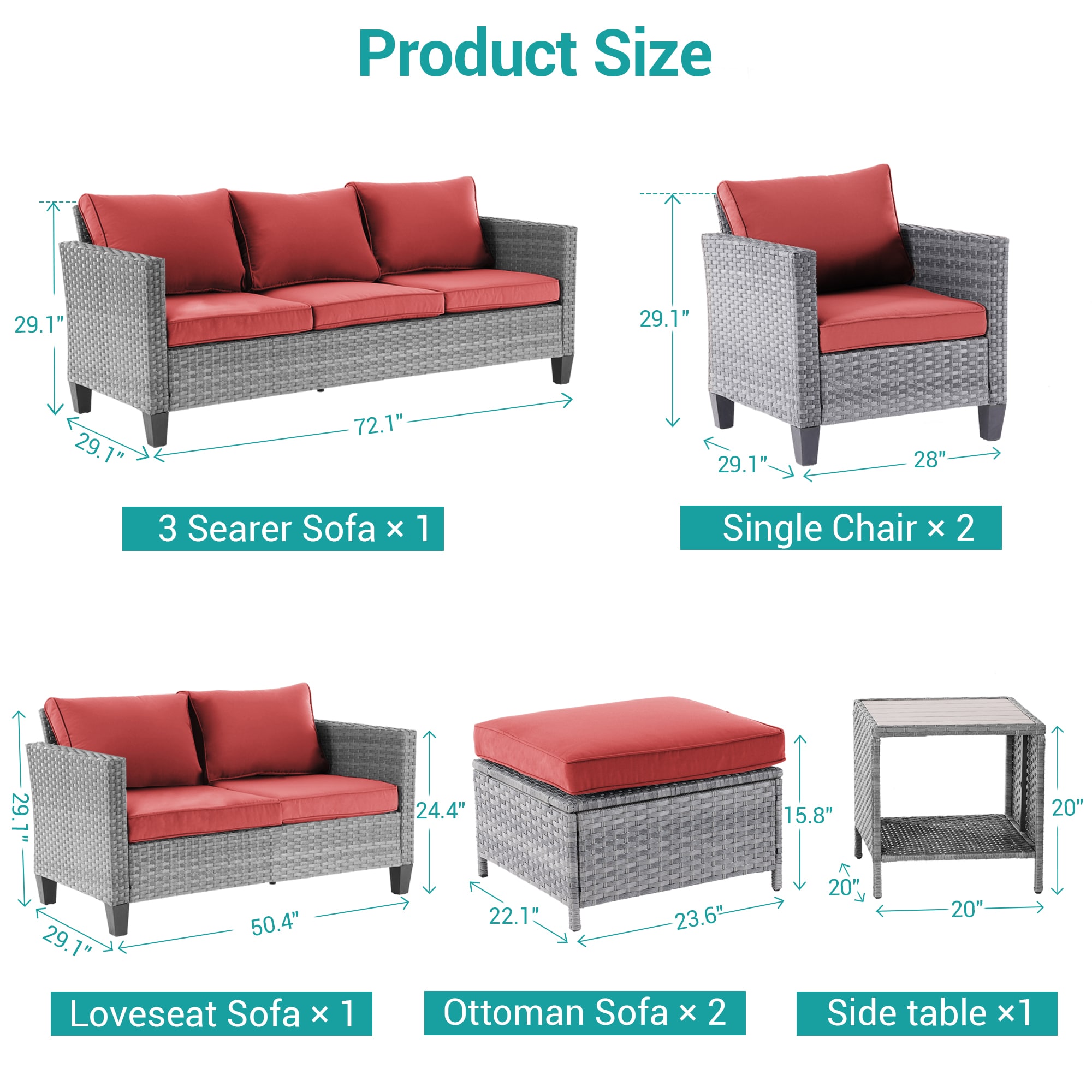 Sonkuki SD-PS-115HOG-S3T3 Patio-Conversation-Sets - View #2