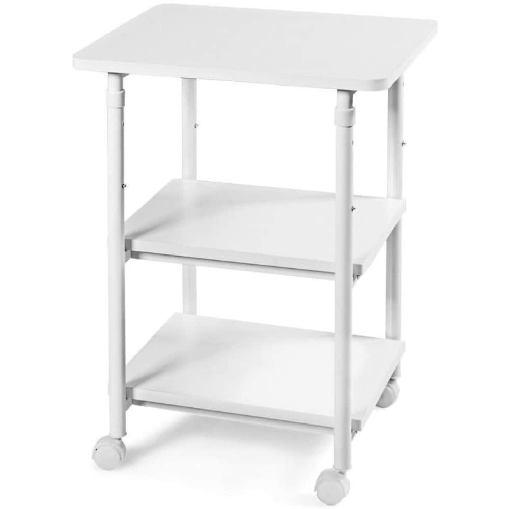 Slickblue D-FR-WGTY6788 Multifunctional White/Black Rolling 3-Shelf Printer Stand with Storage for Home Office