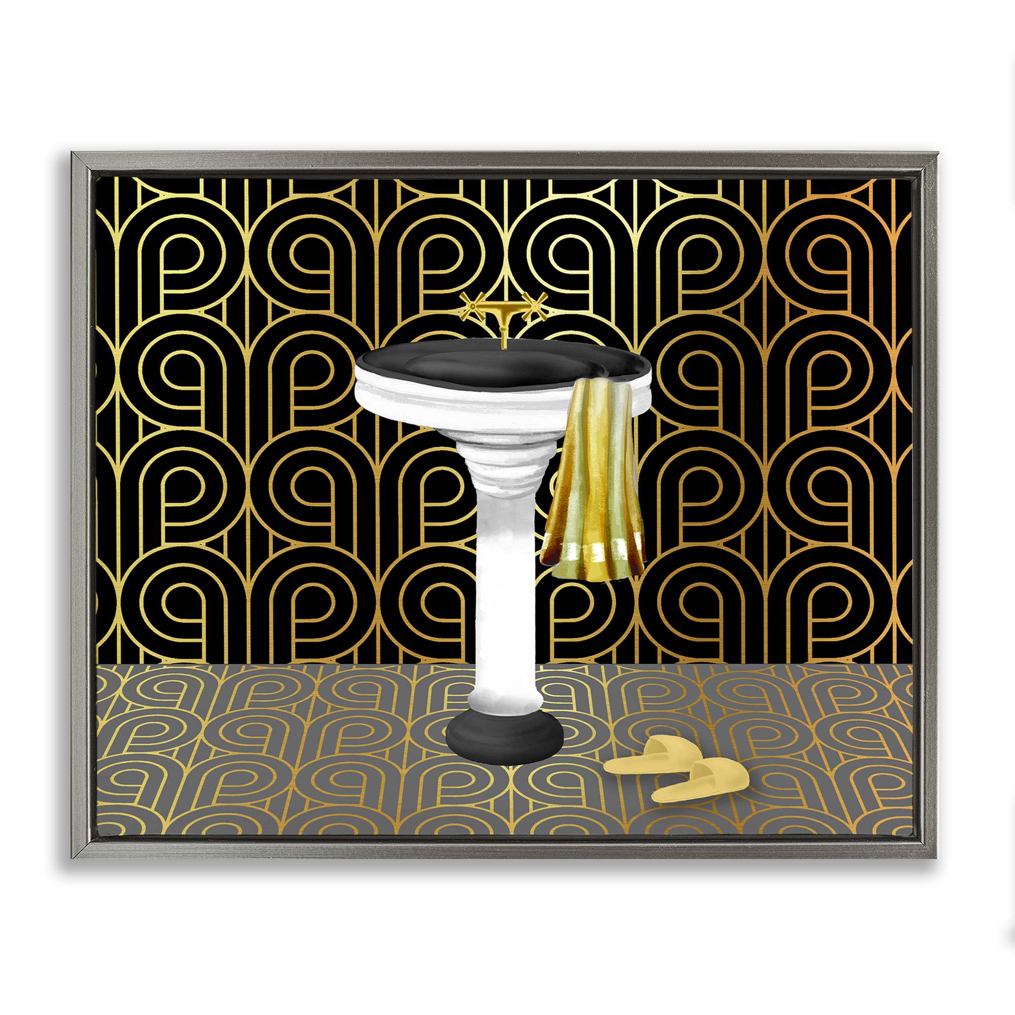 Stupell Industries BT-958-FFL-16X20 Bathroom Sink Deco Style Floating Frame design by Conrad Knutsen