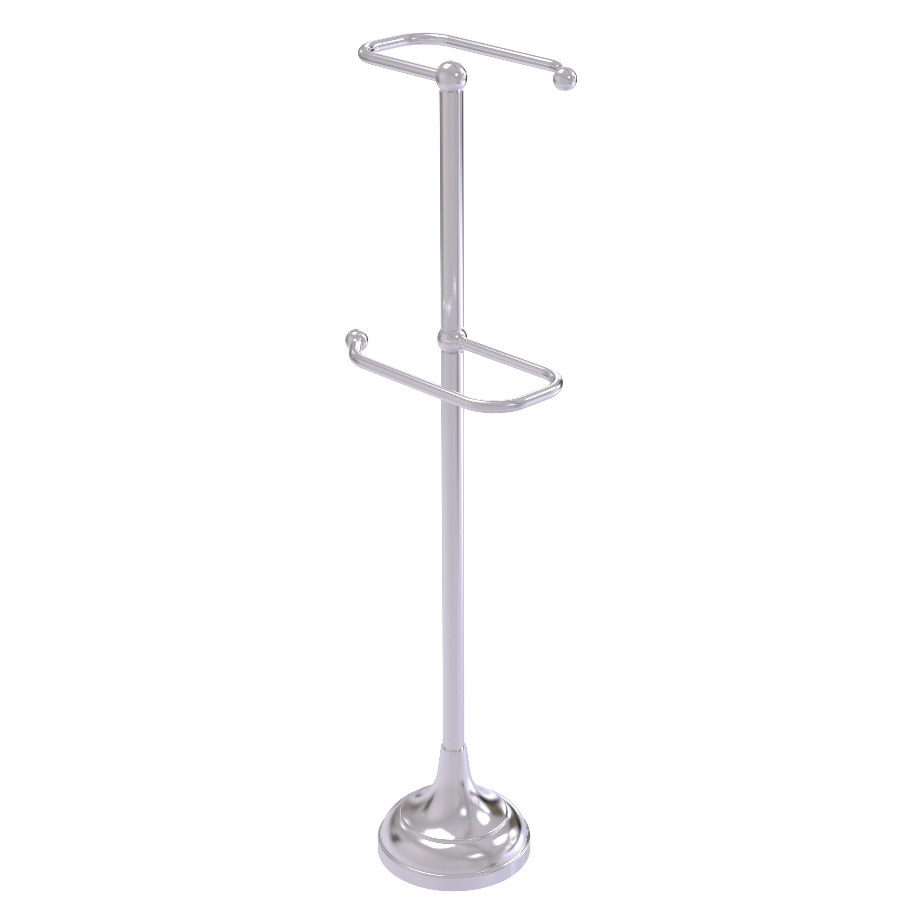 Allied Brass TS-29-SCH Satin Chrome Freestanding Single post Toilet Paper Holder 2 -Rolls with Storage