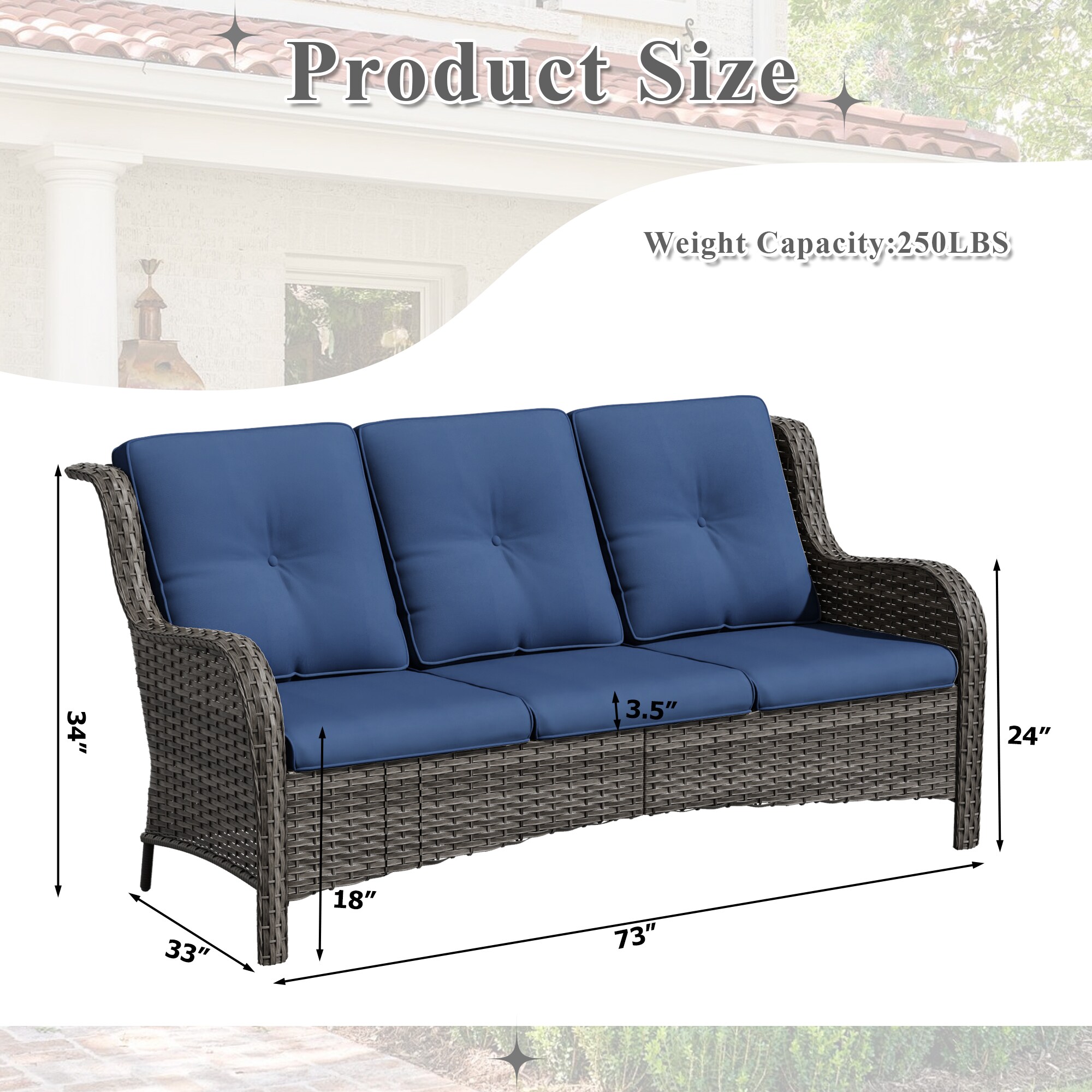 Gardenbee HGL-M75-BLU Patio-Sofas-Daybeds - View #3