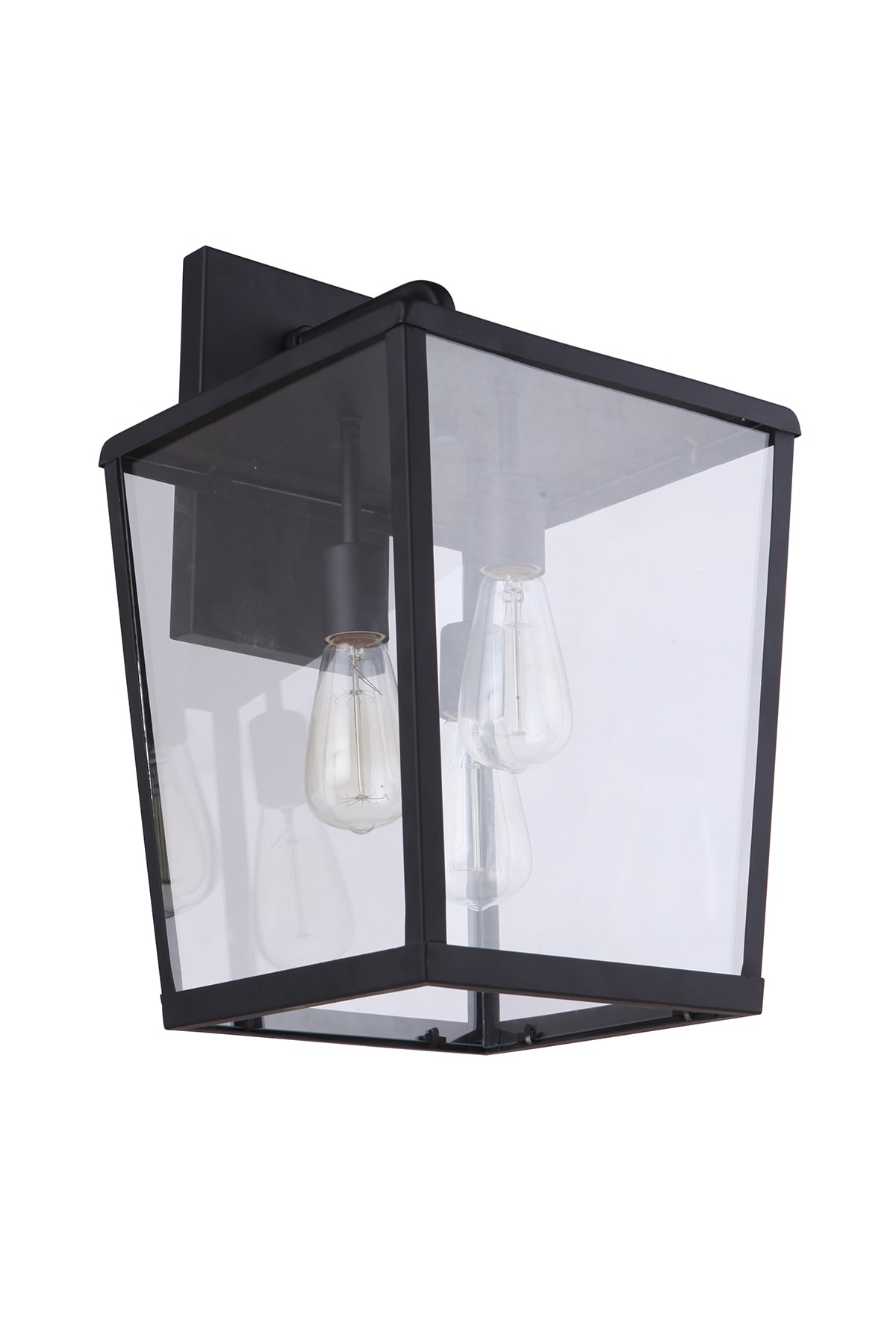Olsen Midnight Finish 3-Light Outdoor Lantern in Direct Wired Electric