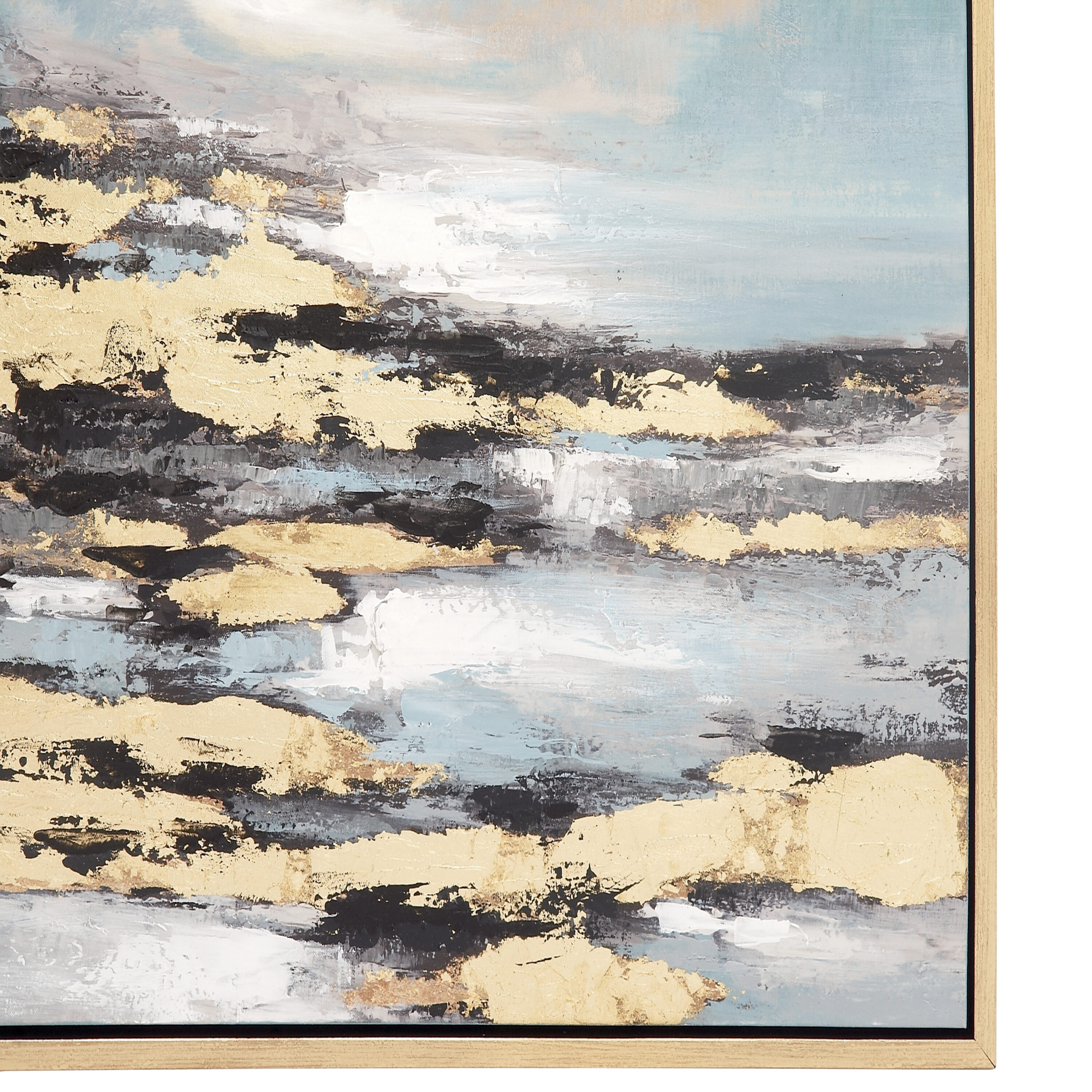 Blue and Gold Abstract Landscape Canvas Wall Art