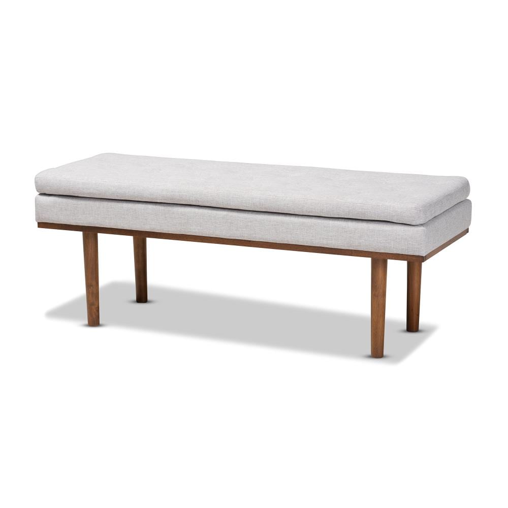 Baxton Studio 159-9836-LW Arne Midcentury Greyish Beige/Walnut Accent Bench 48.4-Inches x 17.7-Inches x 18.3-Inches