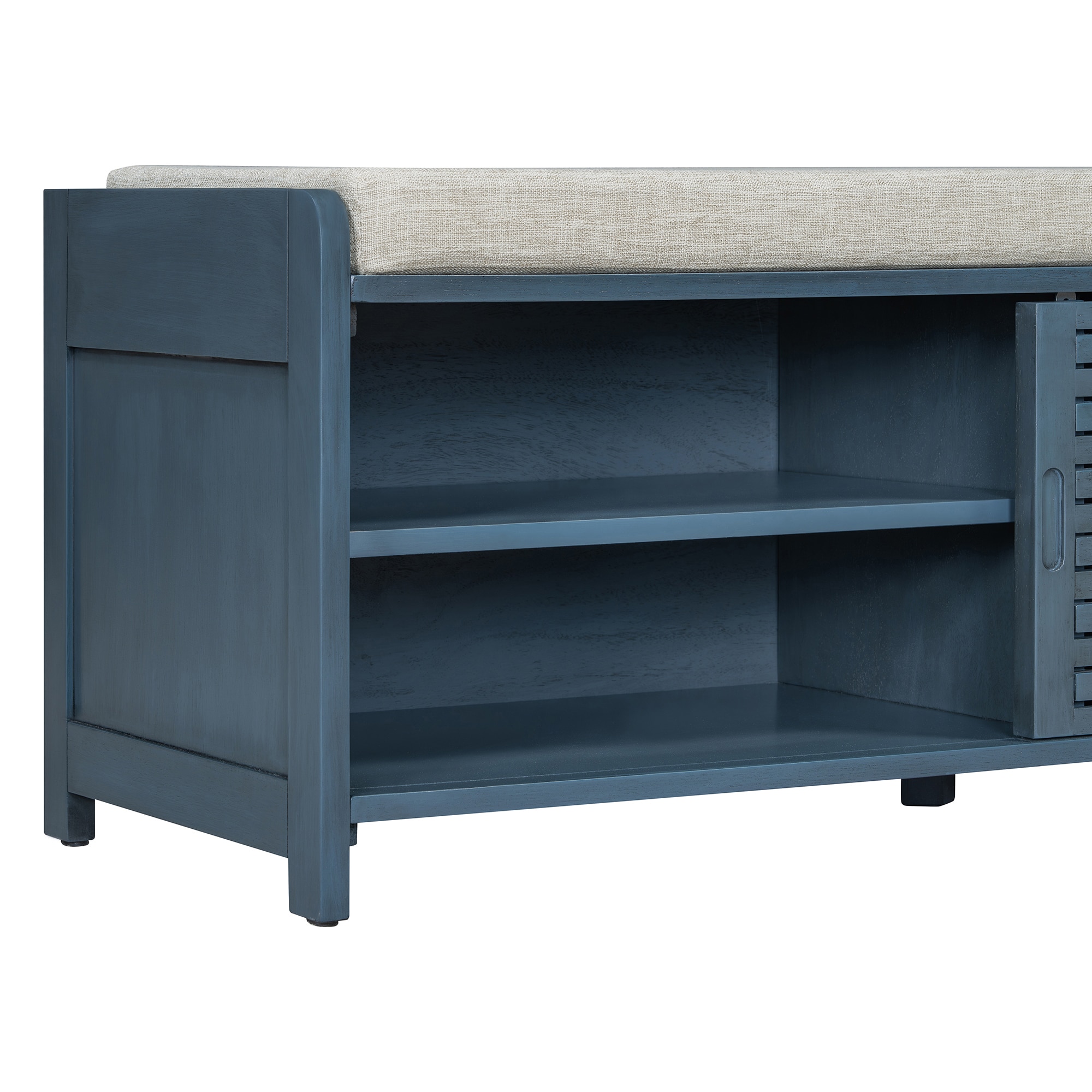 Qualler FSUBTM668M Modern Navy Storage Bench with Storage 43.3-in x 15.3-in x 16.5-in