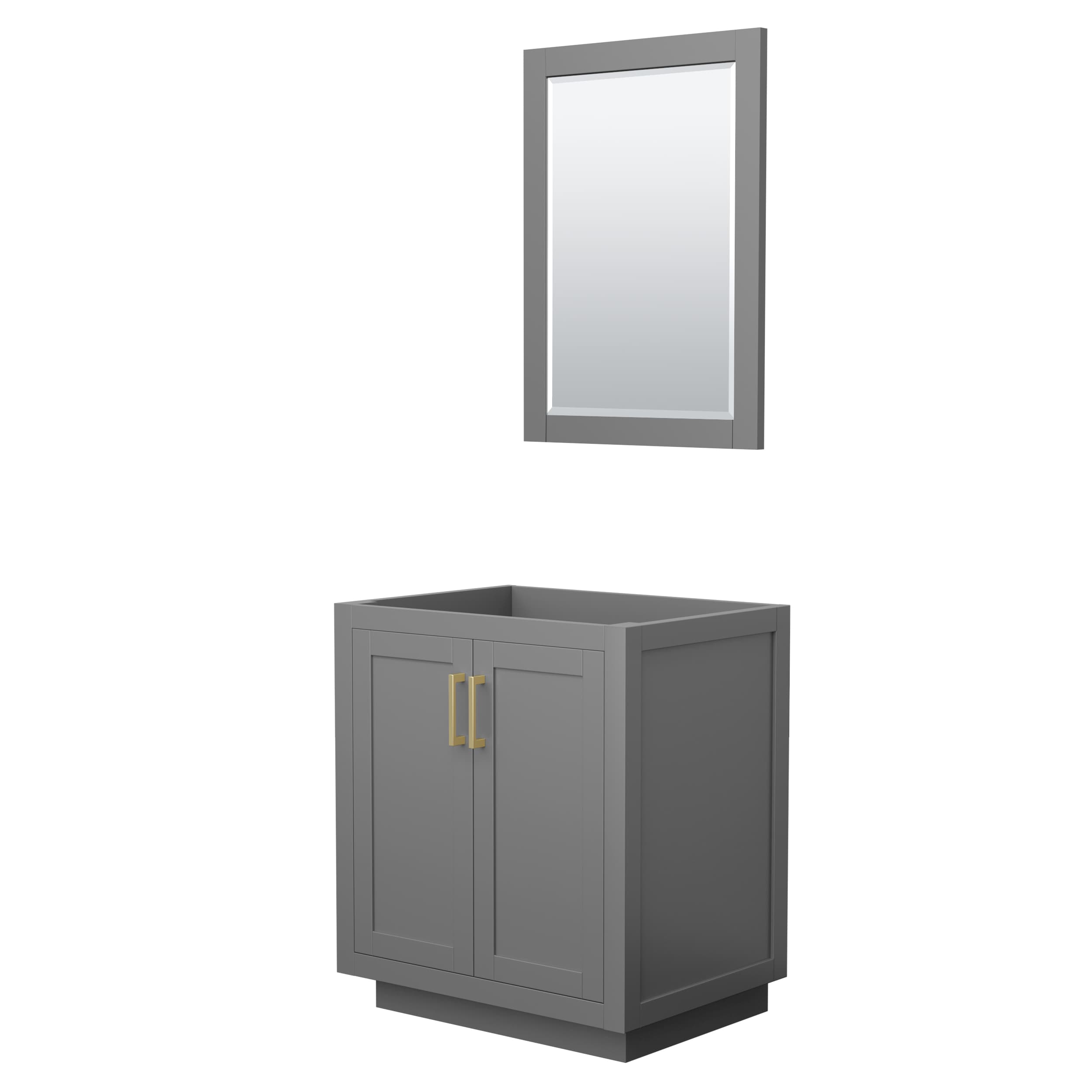 Wyndham Collection WCF292930SGGCXSXXM24 Miranda 30-in Dark Gray with Brushed Gold Trim Bathroom Vanity Base Cabinet without Top (Mirror Included)
