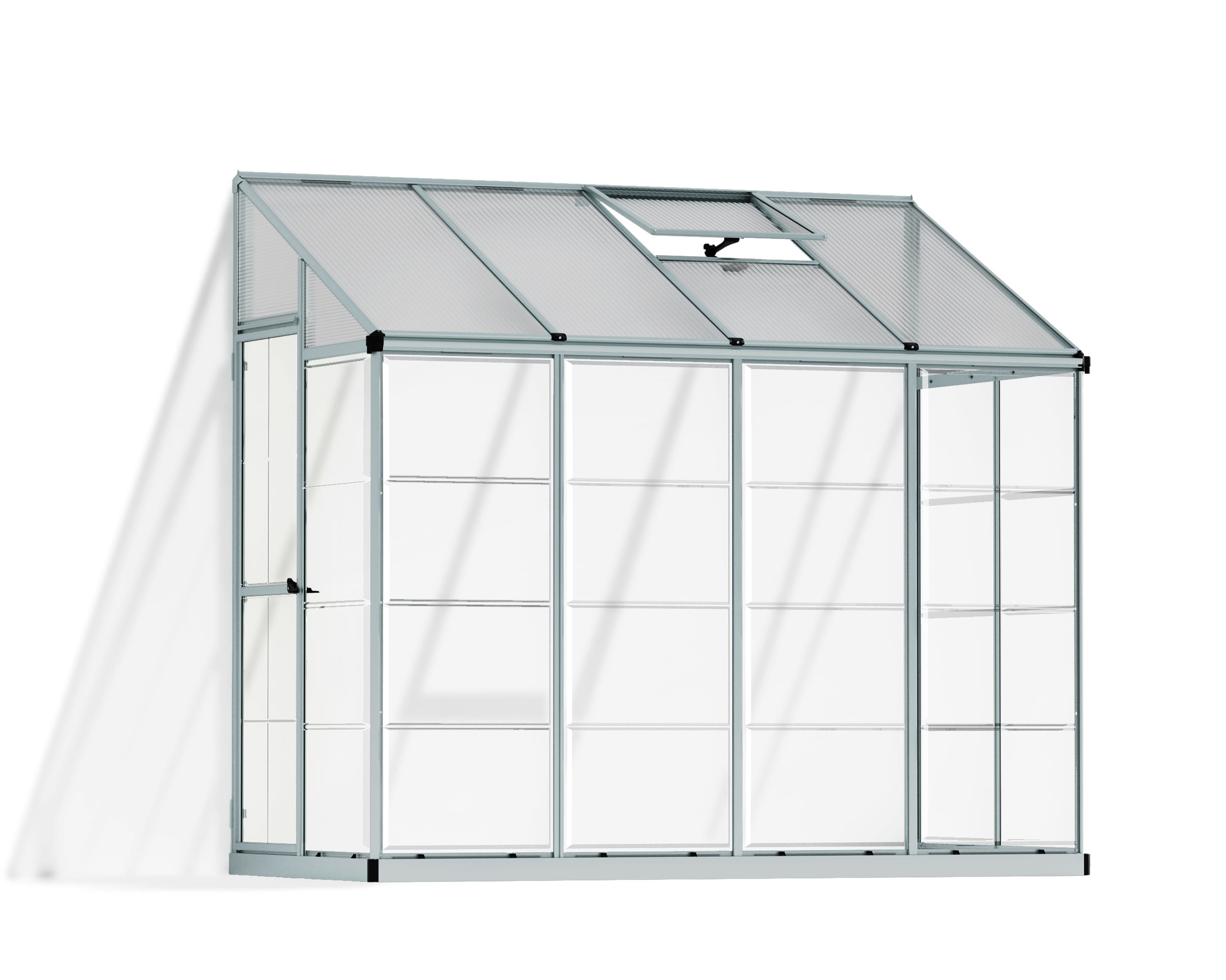 Canopia by Palram 704052 Lean to Grow 8-ft L x 4.05-ft W x 7.4-ft H Silver Frame/Clear Panel Greenhouse Kit