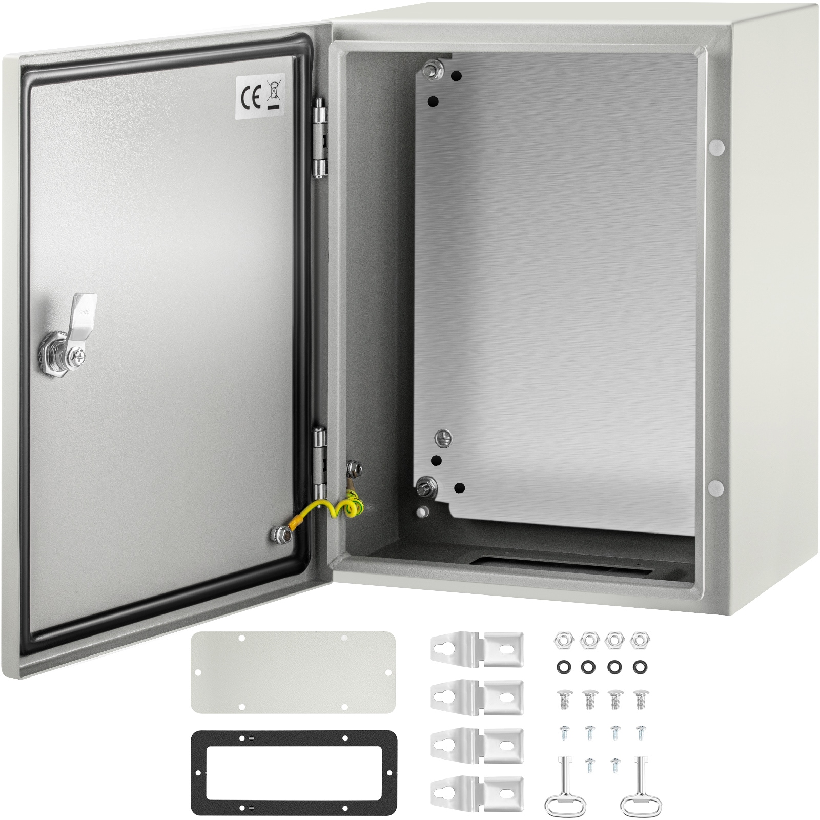 VEVOR SCDQXJSTCFS400096V0 NEMA Steel Case  Dimensions 16x12x8 inches  NEMA 4X Steel Electric Enclosure  IP66 Rated for Water and Dust Resistance  Suitable for Both Outdoor and Indoor Use  Includes Mounting Plate