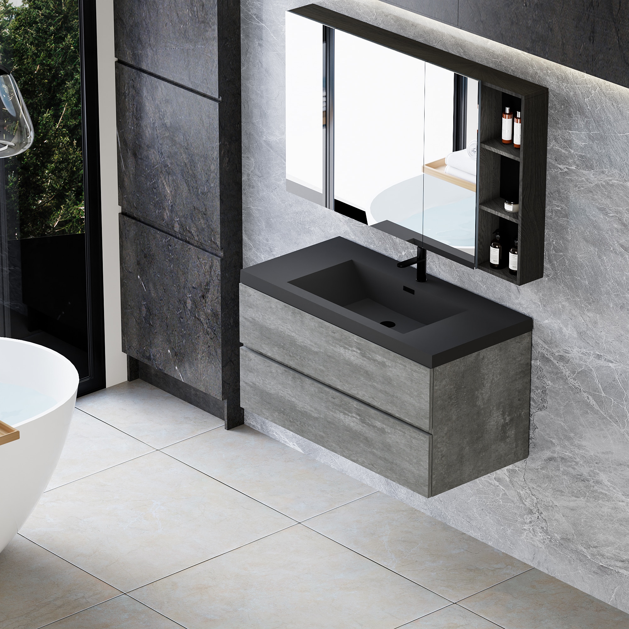 CASAINC WF-JMJ-BCB 1336L WH Bath-Vanity-Combo - View #5