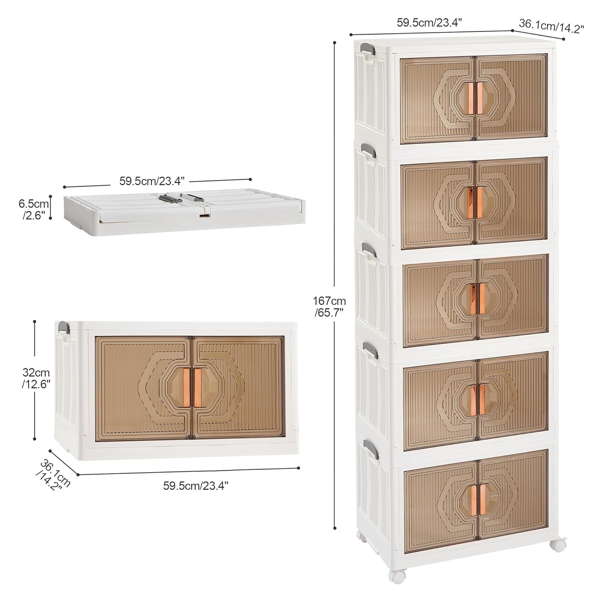 Vecelo LOE-SBWL01-60T5-WHT Bins-Baskets - View #3